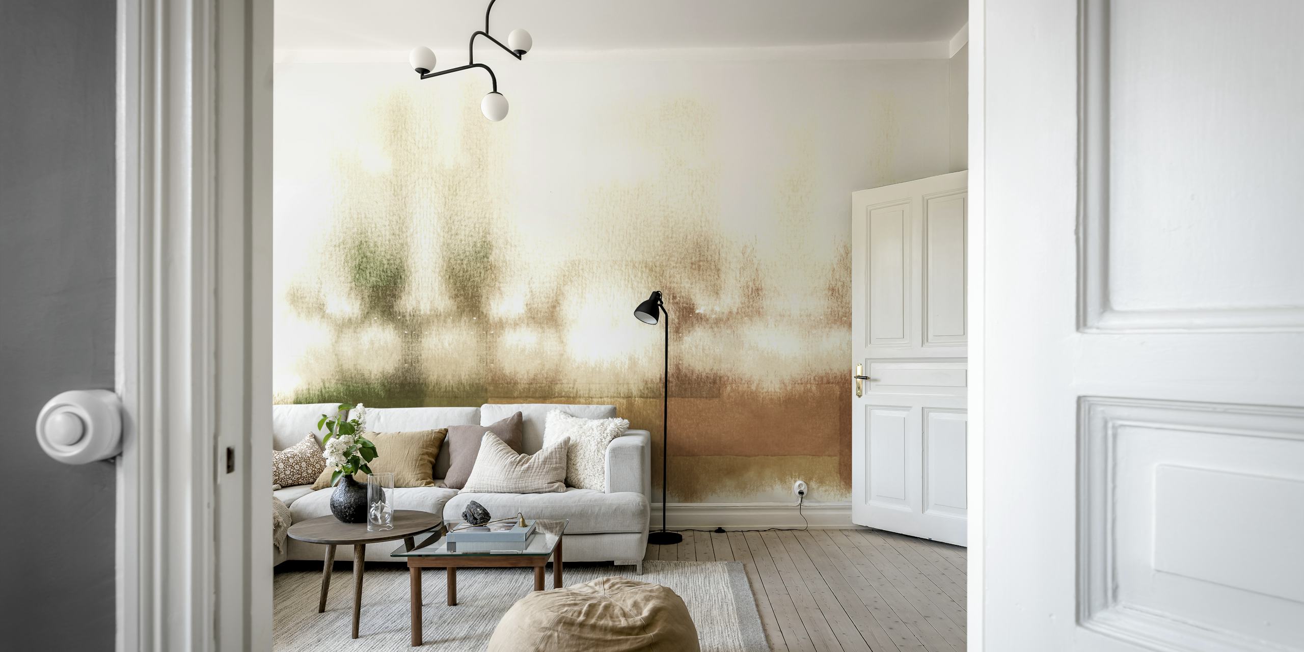 Neutrals Watercolor Horizon tapetti huoneessa