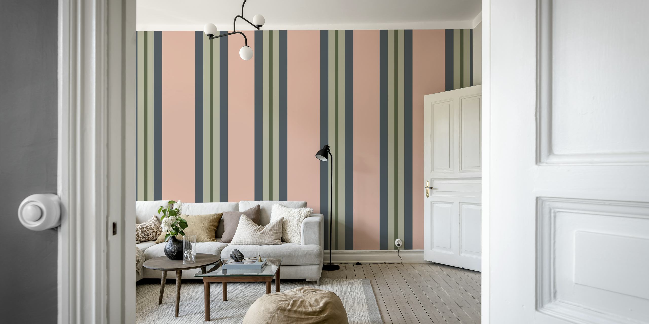 Fototapeta Classic Stripes 3 se střídajícími se odstíny broskvové a zelené