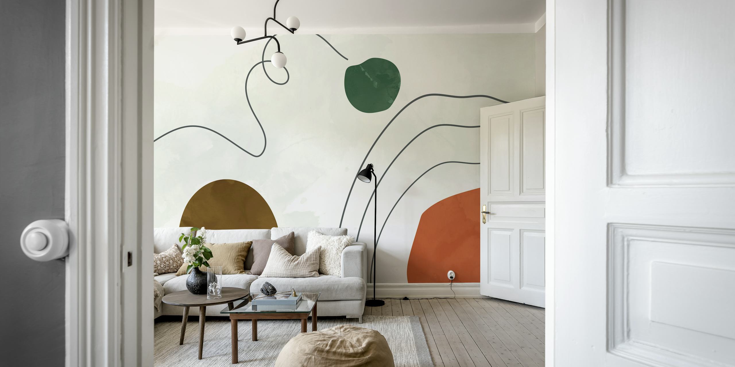 tapeta Mid Century Minimalism Art v pokoji
