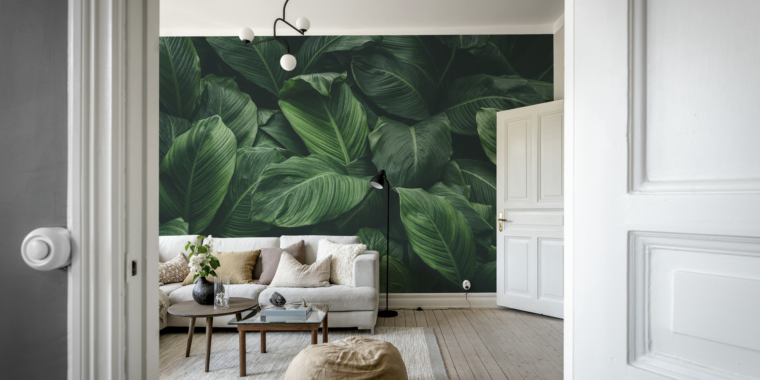 Green leaves wallpaper design