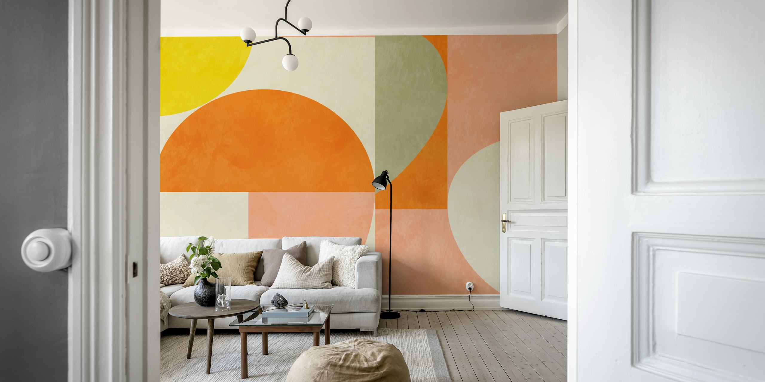 Mid century summer wallpaper in a room