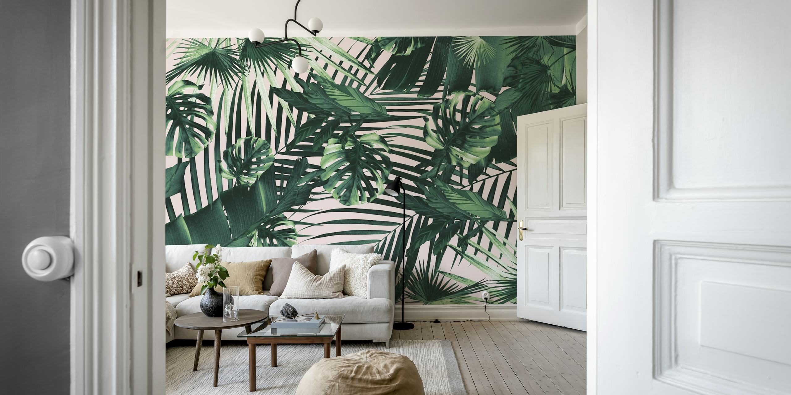 Tropical jungle wallpaper in a room