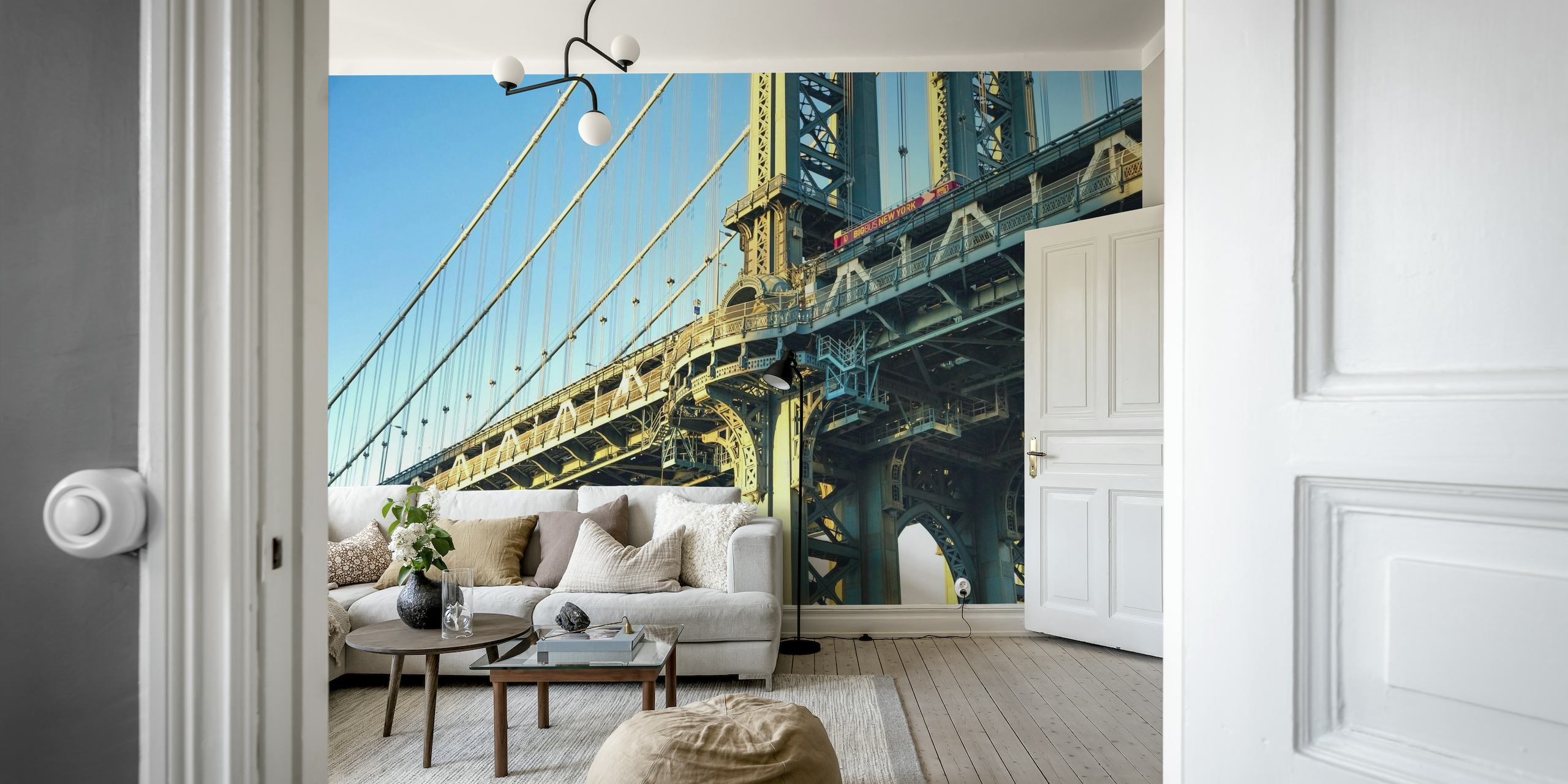 Brooklyn Bridge Bus Color behang