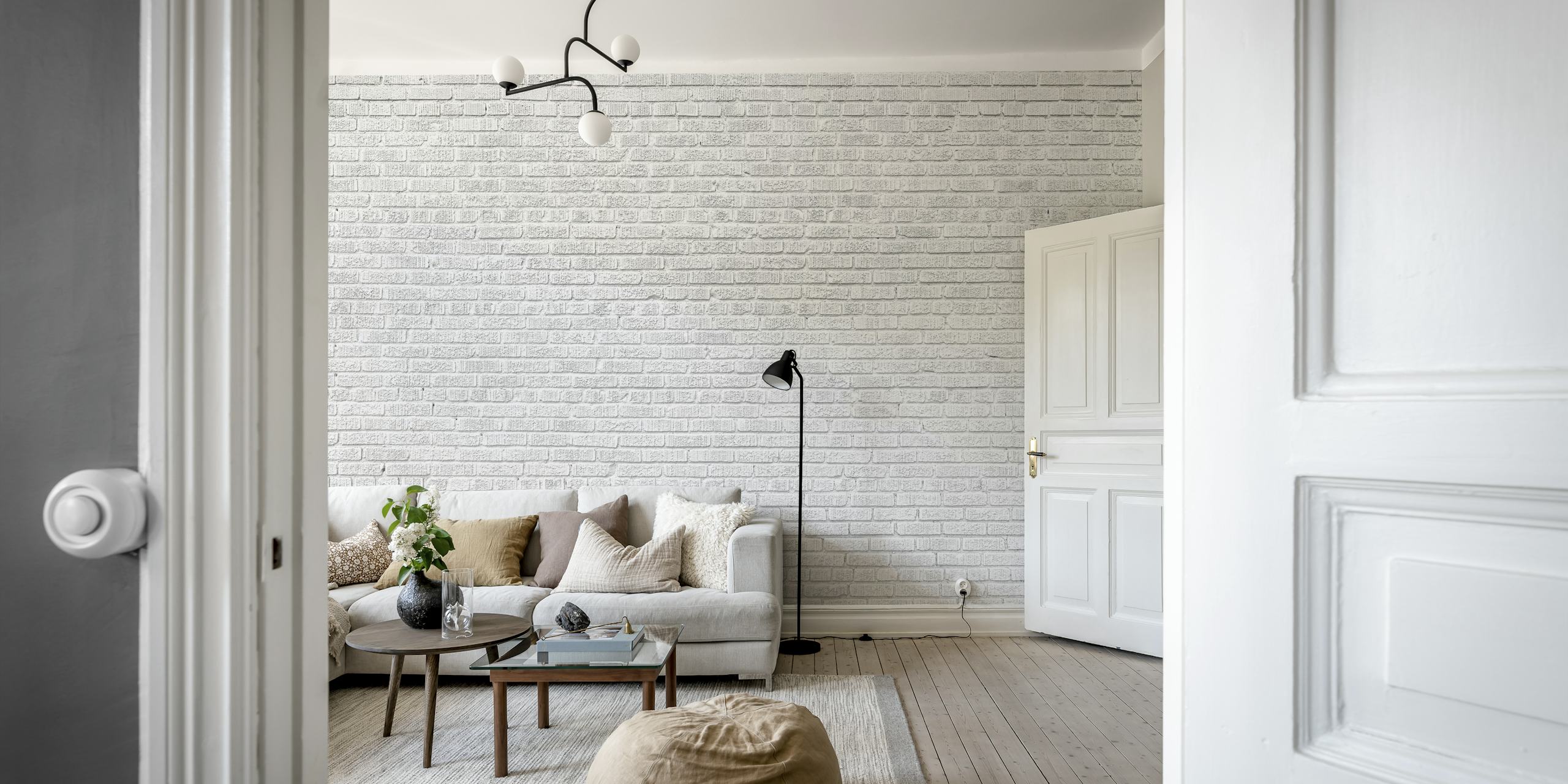 Carta da parati White Brick in una stanza