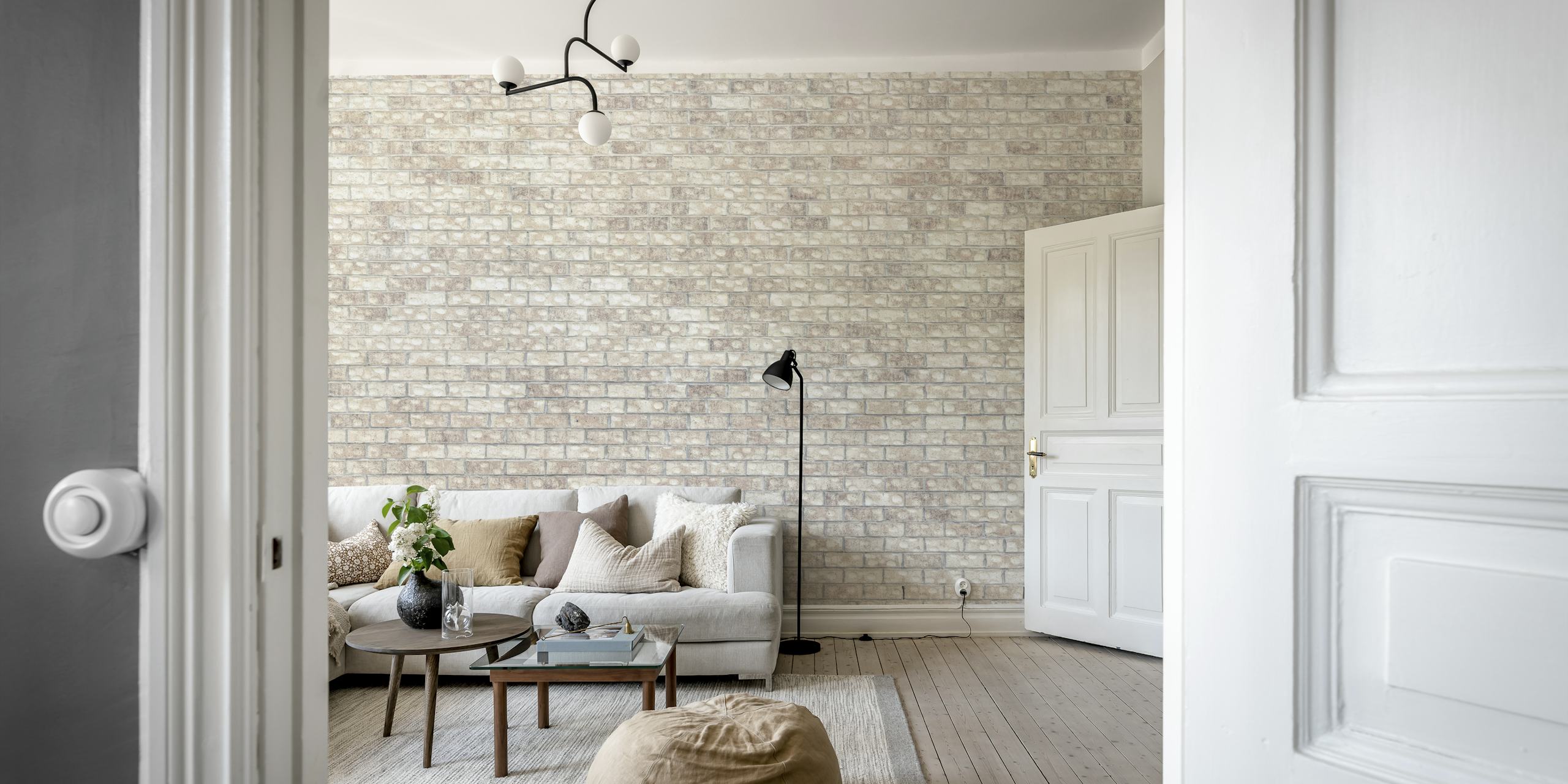 Papel de parede Bright Bricks em um quarto