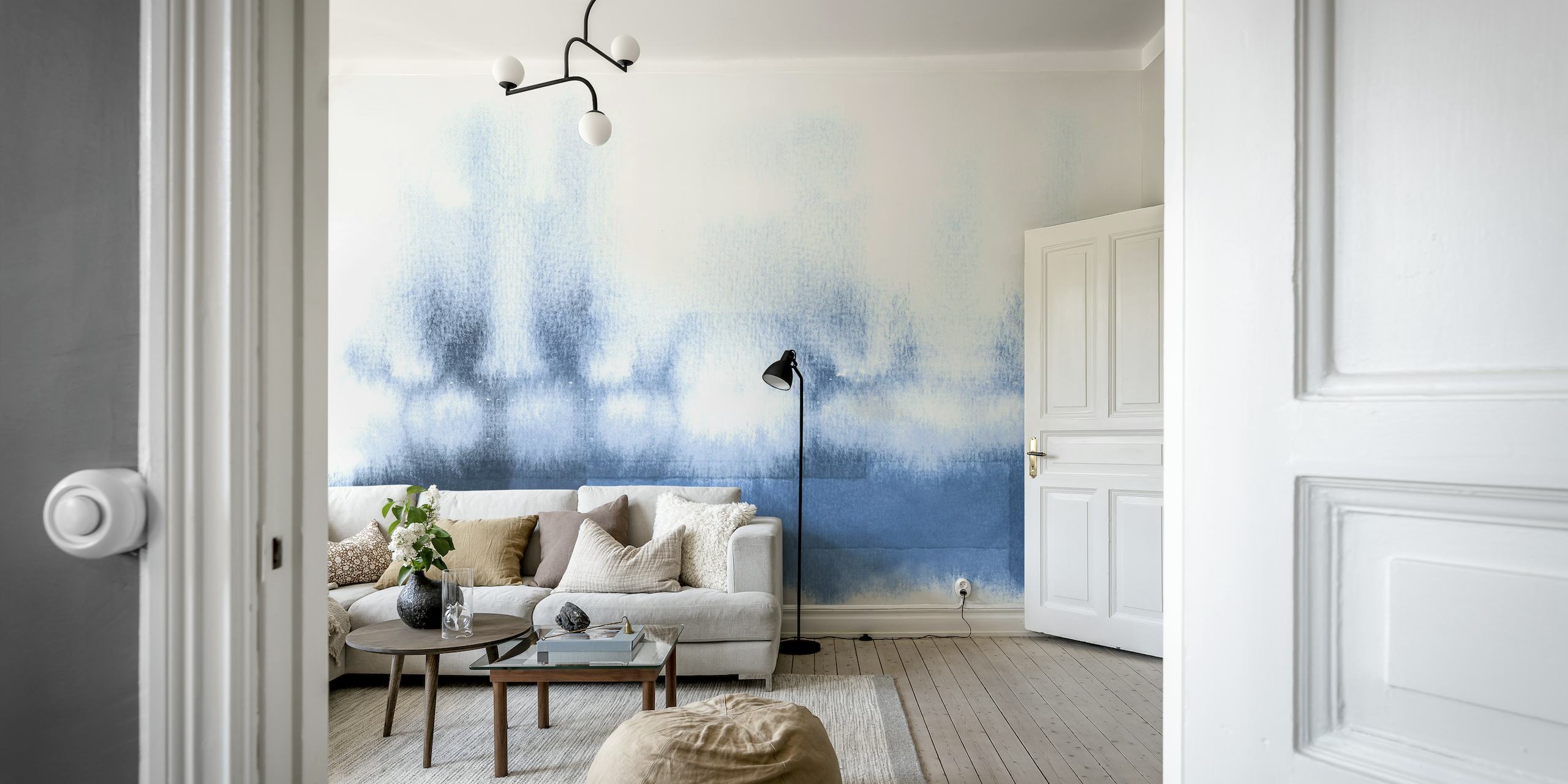 Blue Watercolor Horizon papel de parede