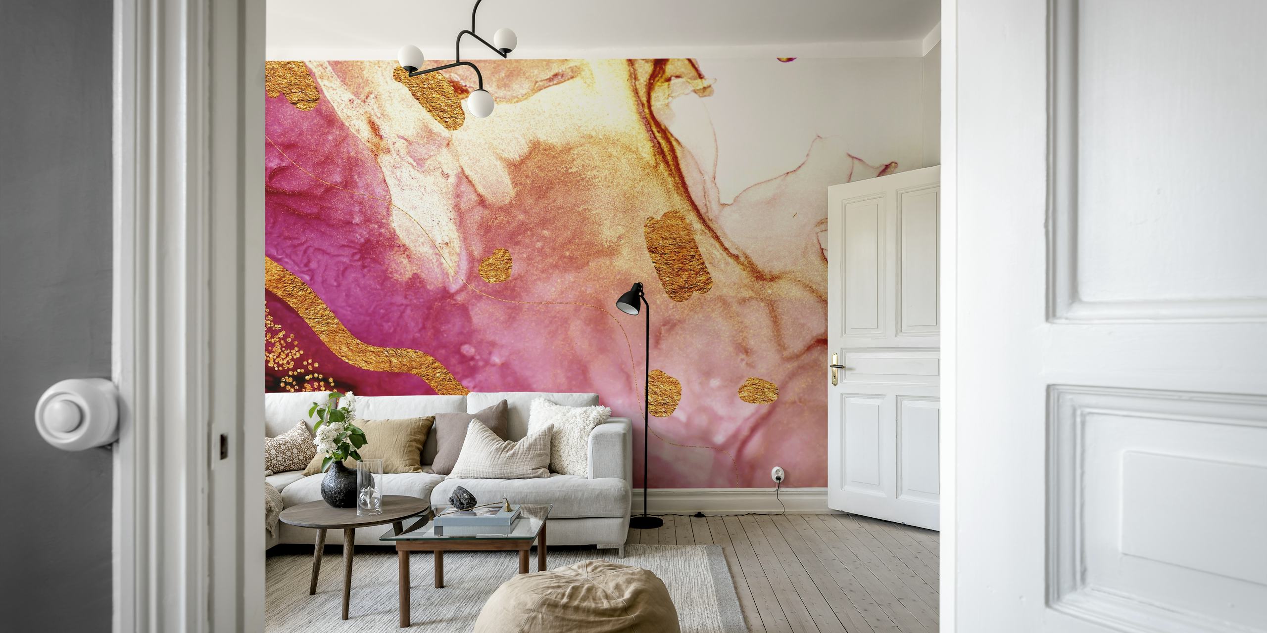 Pink luxury tapetdesign i ett rum