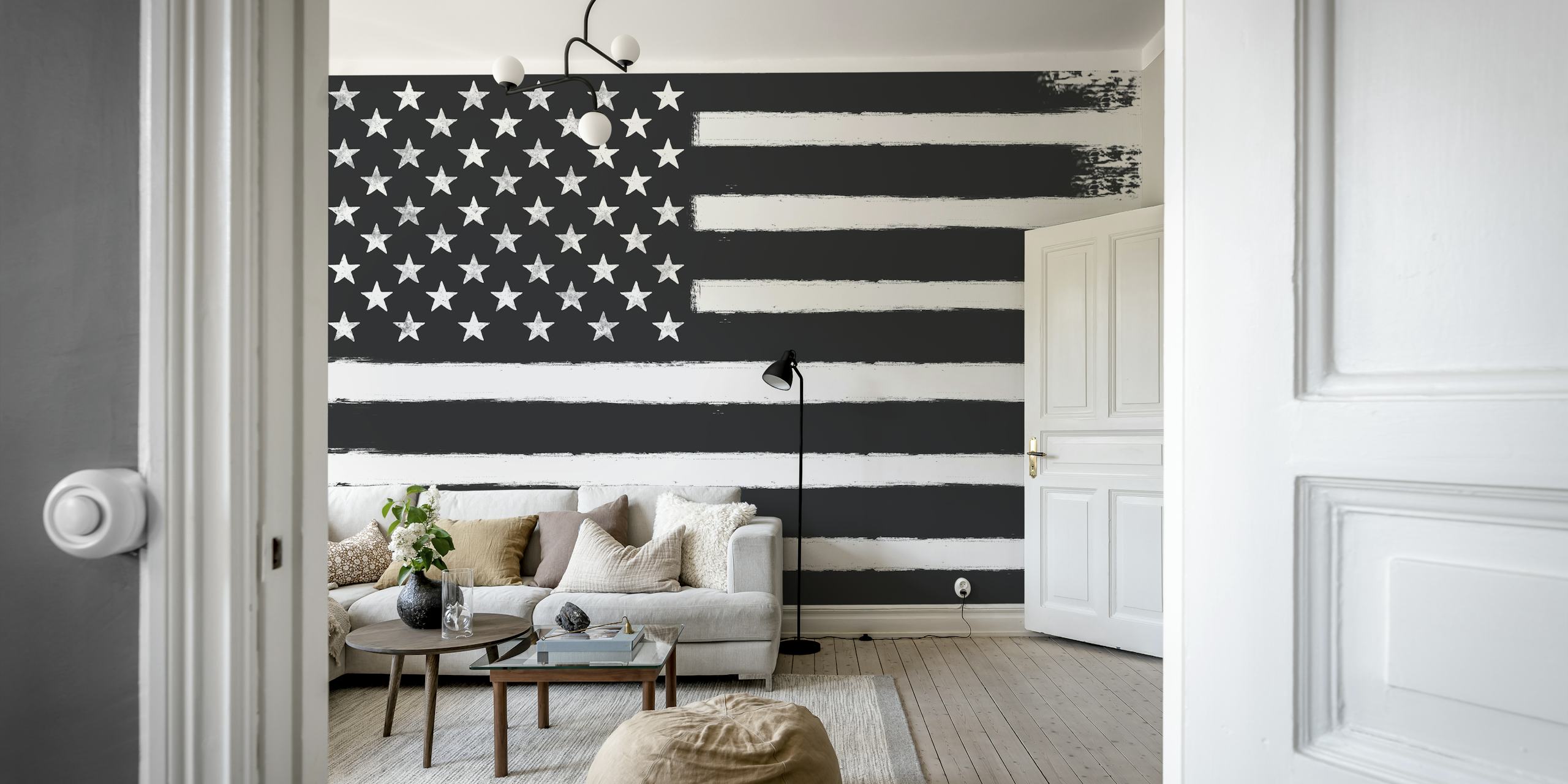 USA flag in black and white as a wall mural