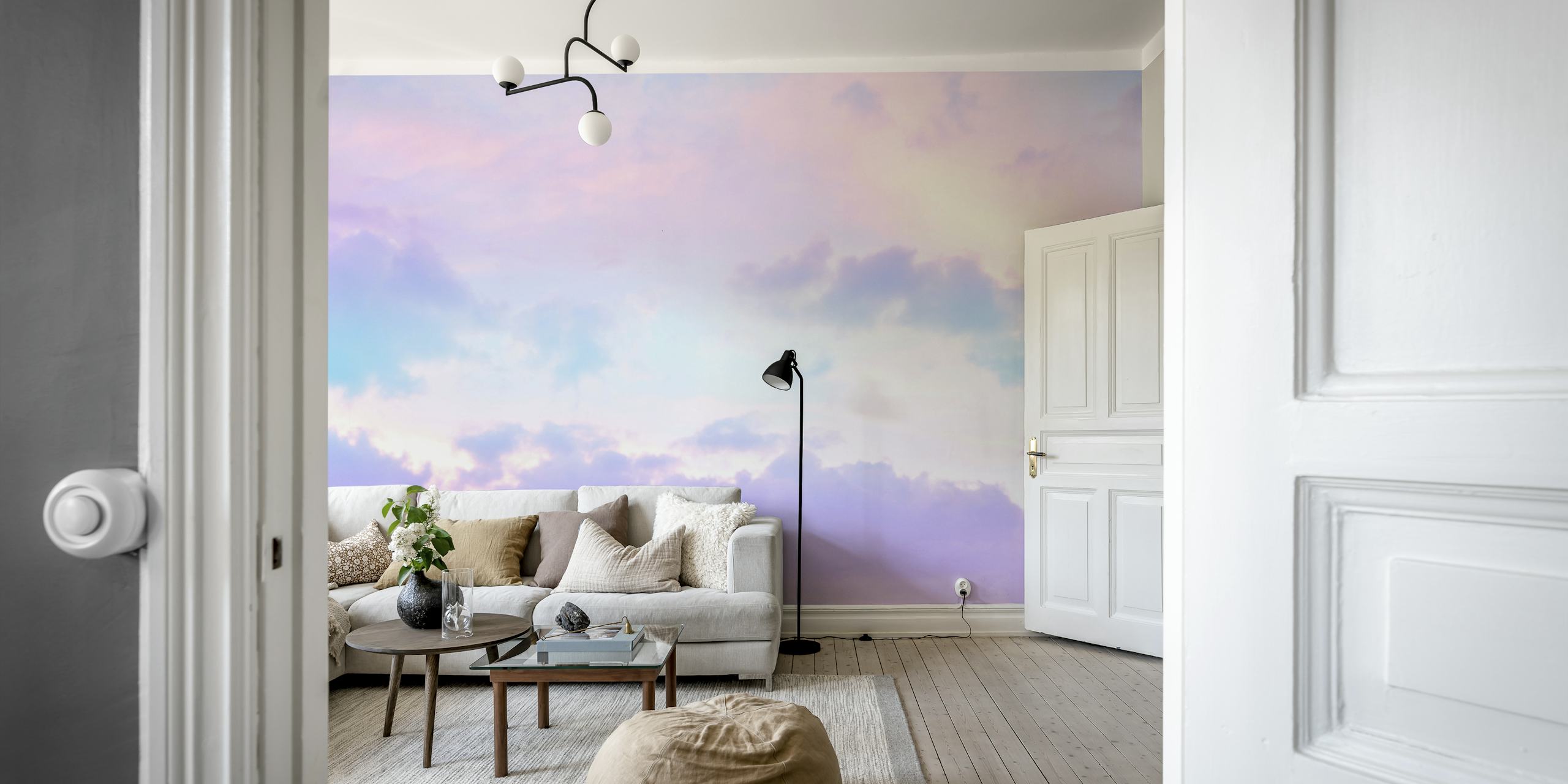 Unicorn Pastel Clouds wallpaper in a room