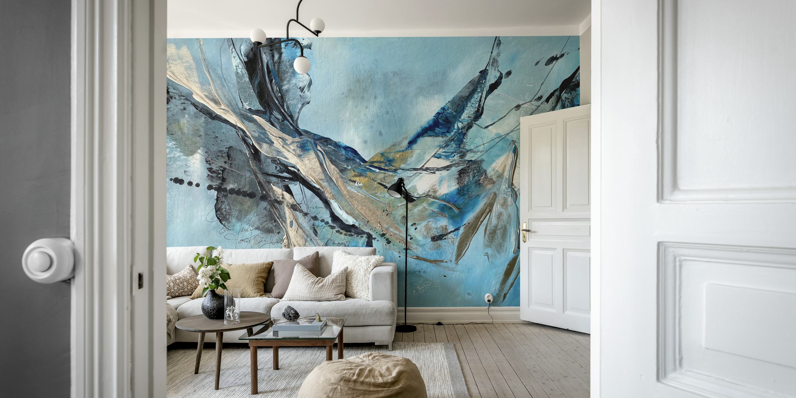 Ocean Vibes Abstract Art en una habitación