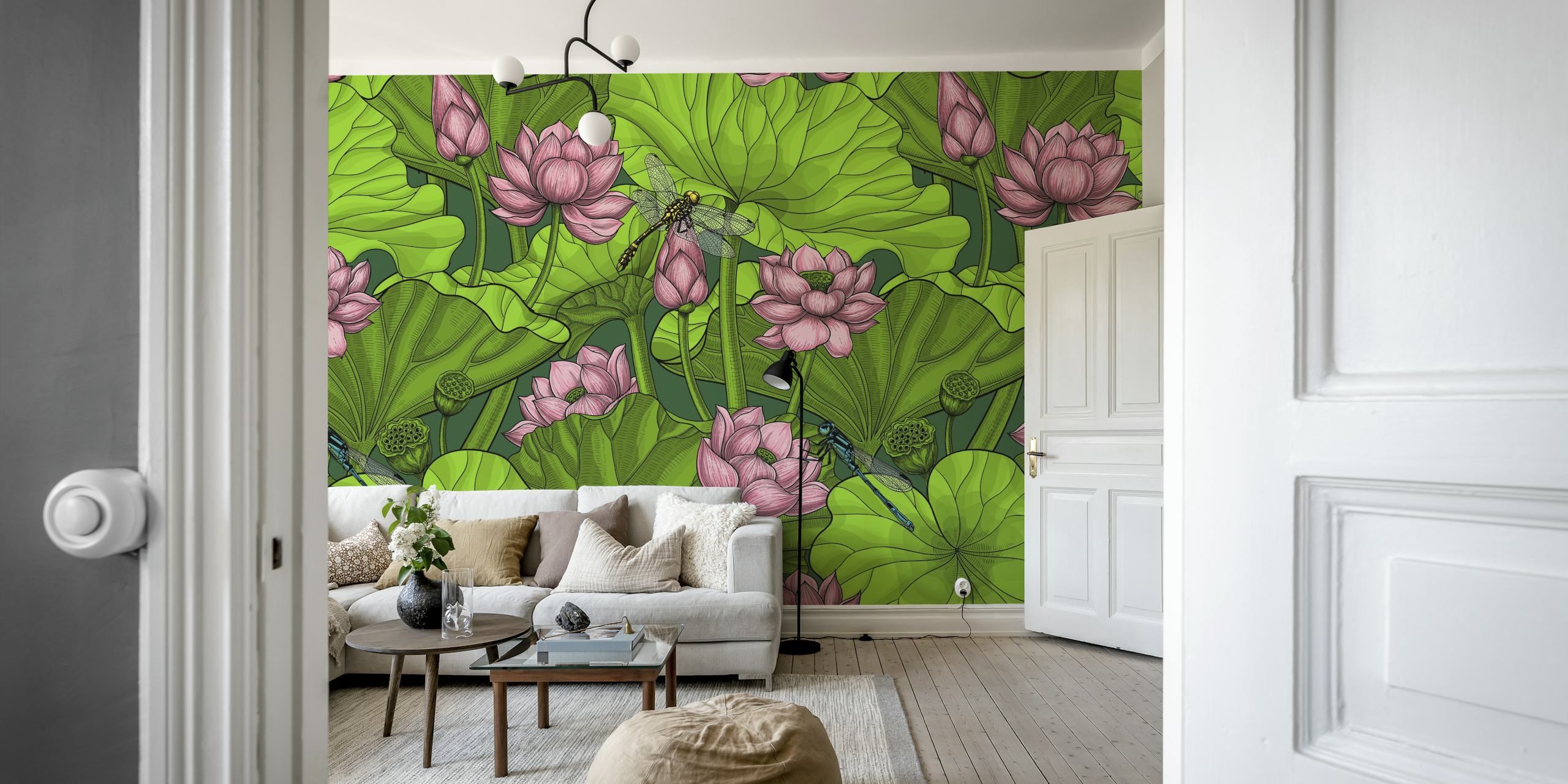 Lotus garden 2 wallpaper in a room