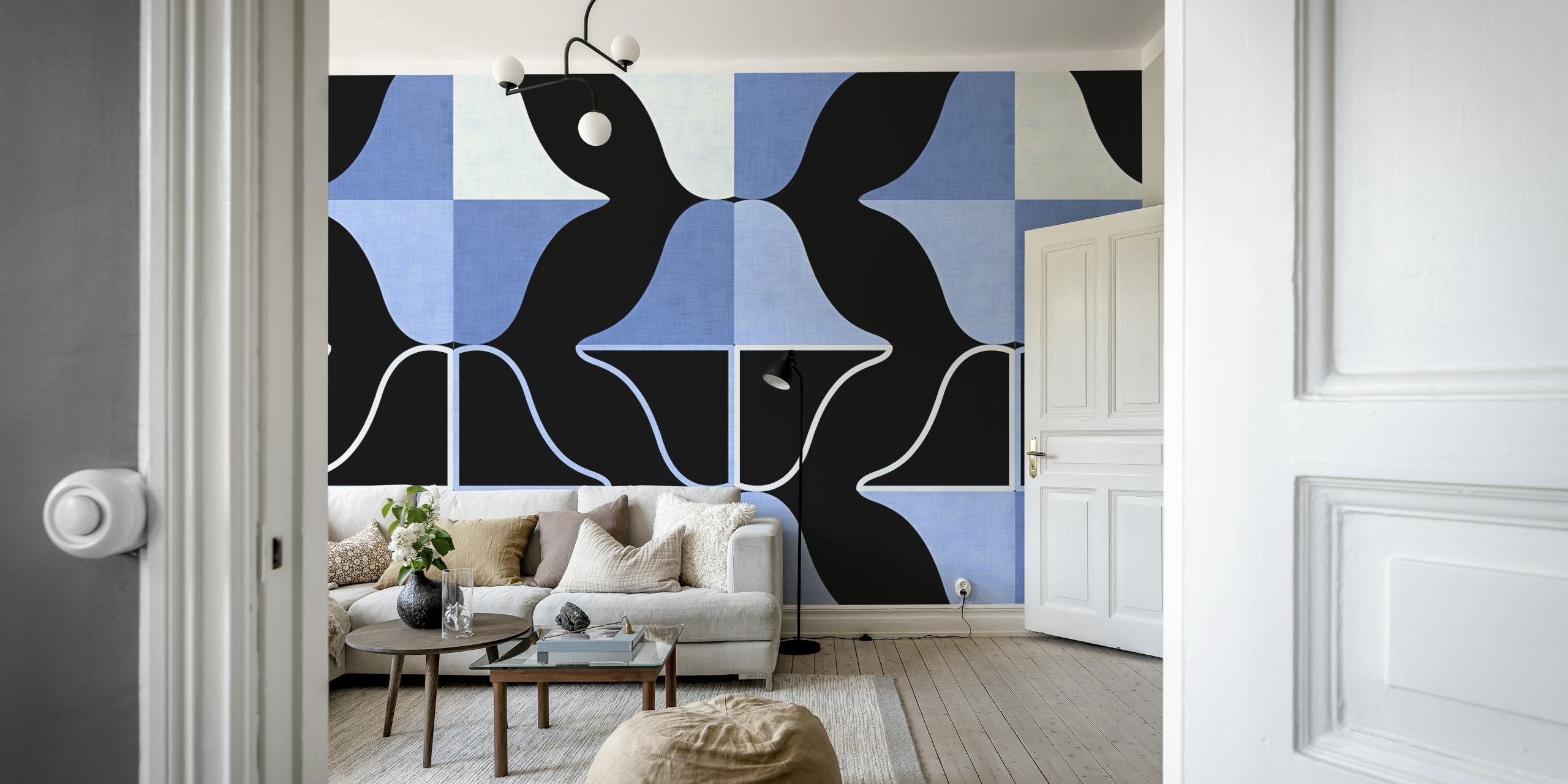 Mid Century Abstraction wallpaper displayed in a room