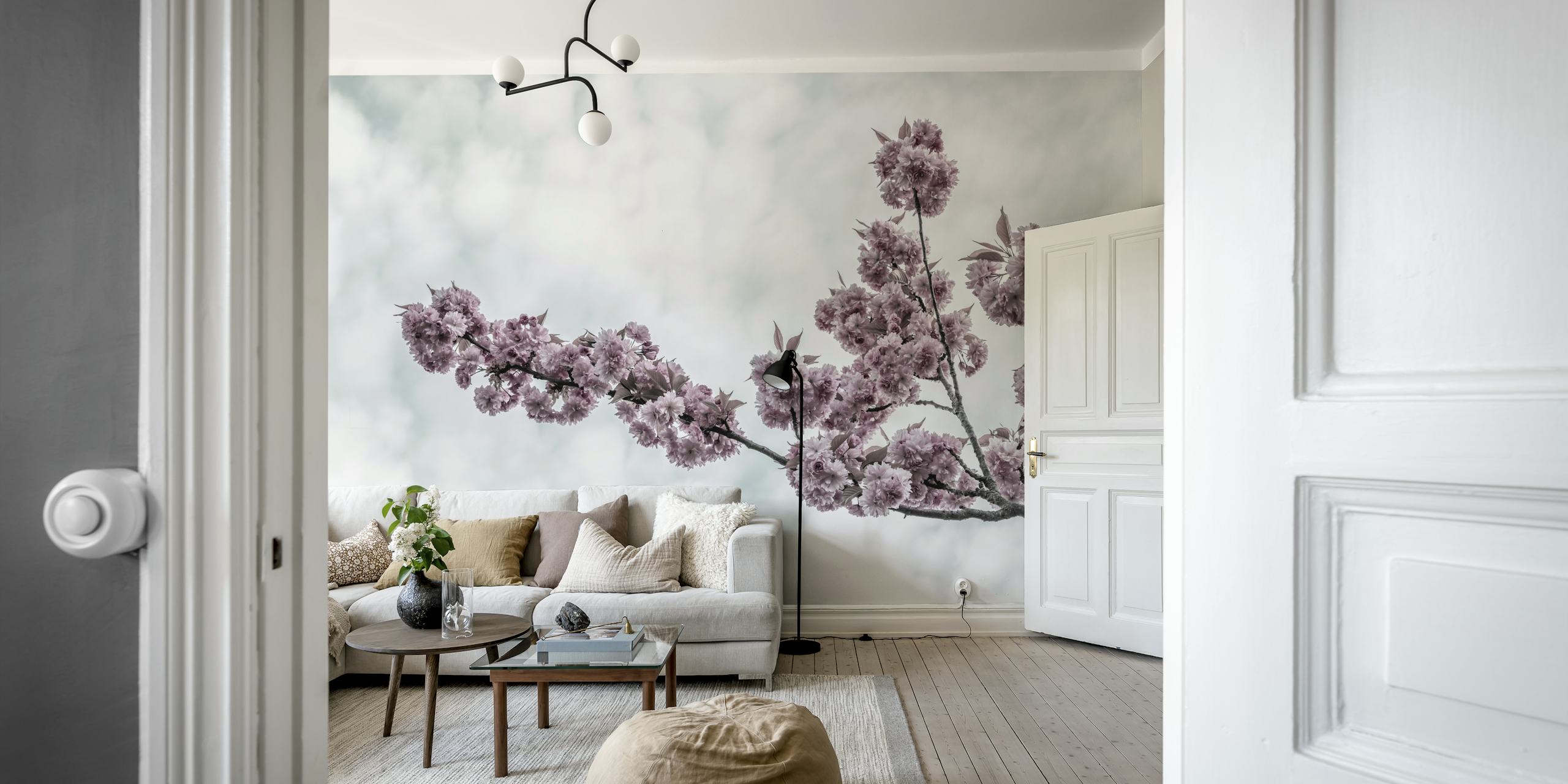 Cherry blossoms wallpaper in una stanza