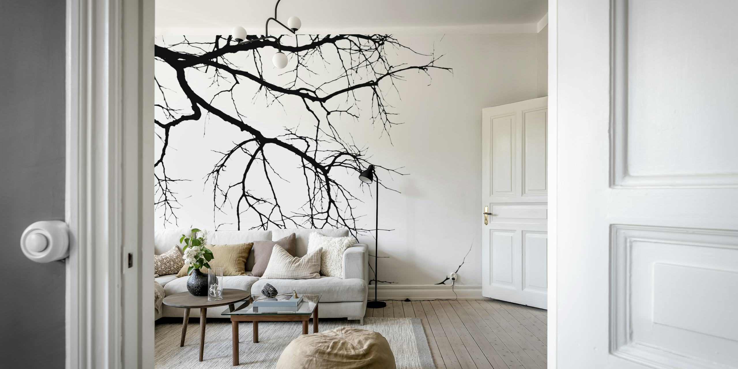 Wallpaper featuring tree branches silhouettes
