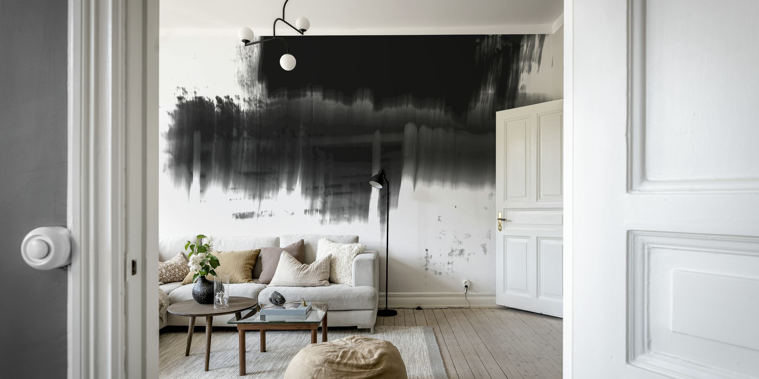 Ink Black and White tapetti huoneasetelmassa
