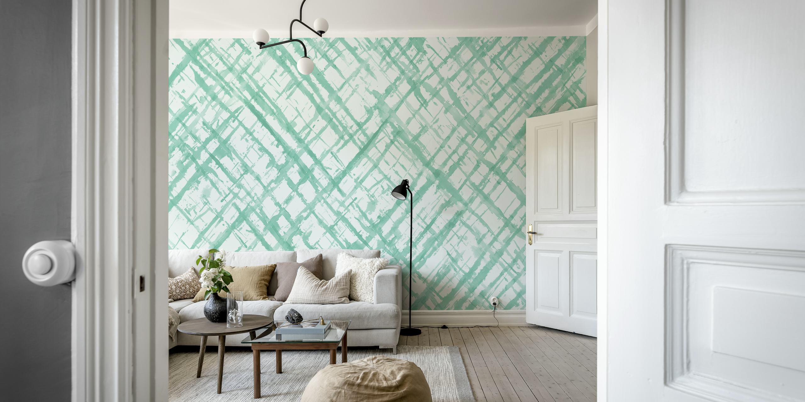 Mint green watercolor abstract pattern wallpaper
