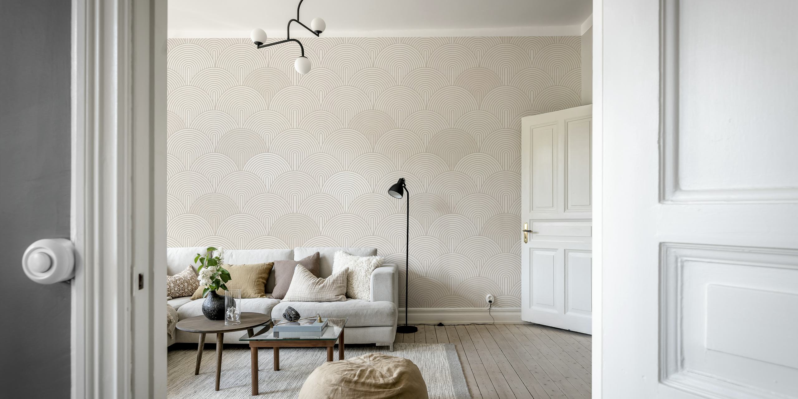 Boho Geo Buer Beige tapet med subtile geometriske mønstre