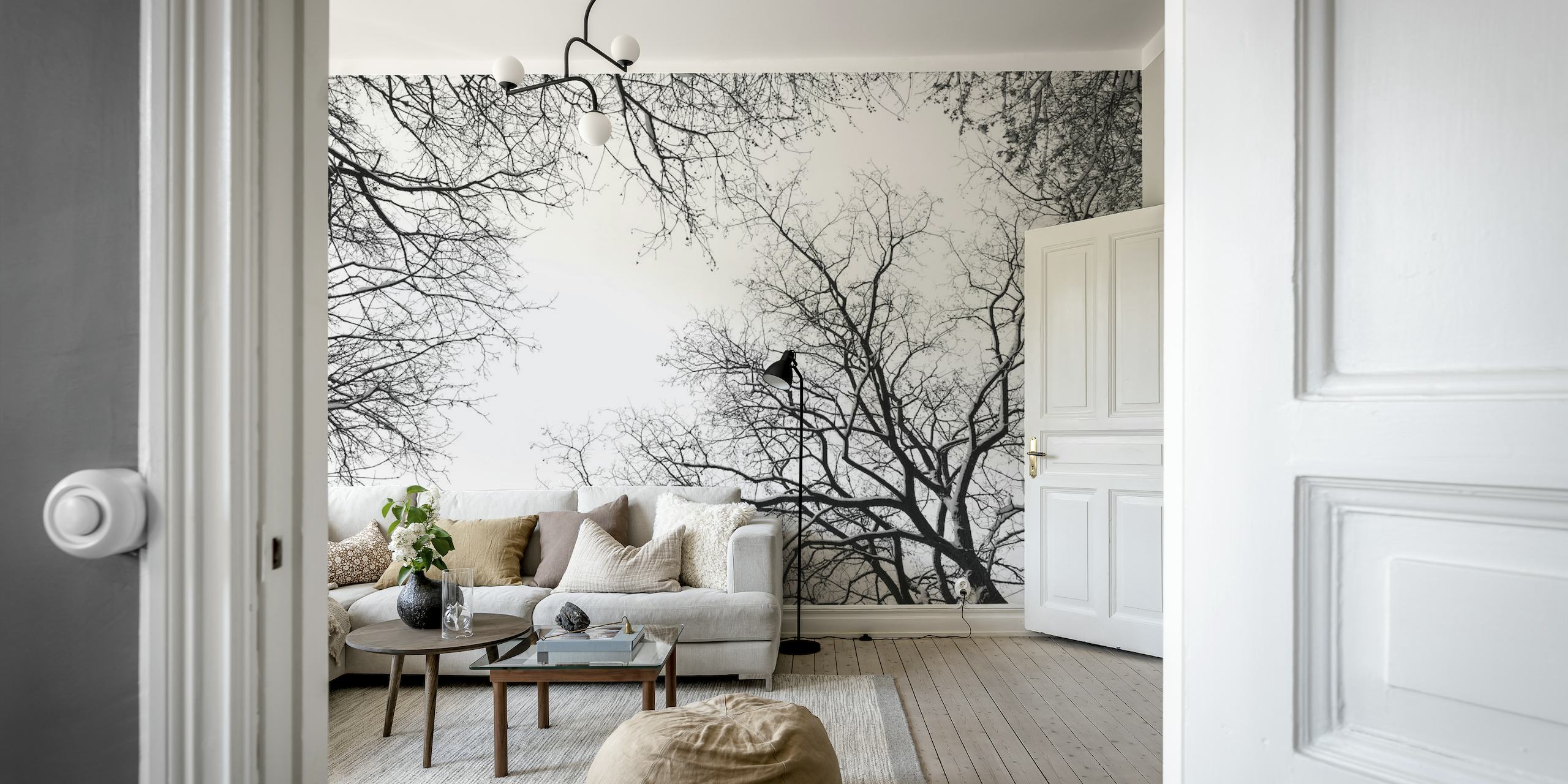 Snowy Tree Silhouettes 1 wallpaper