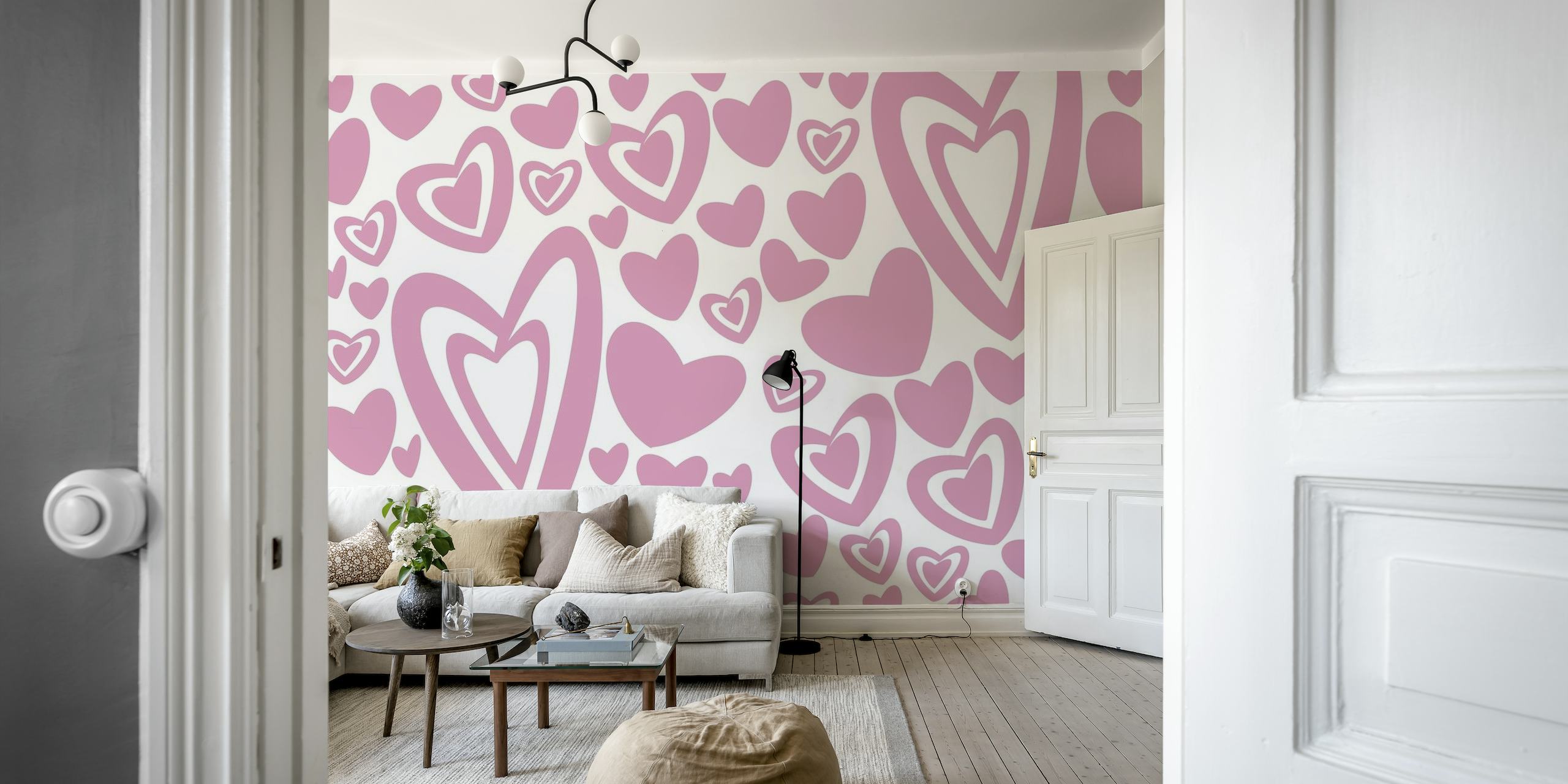 Pink Hearts Pattern 1 papel de parede