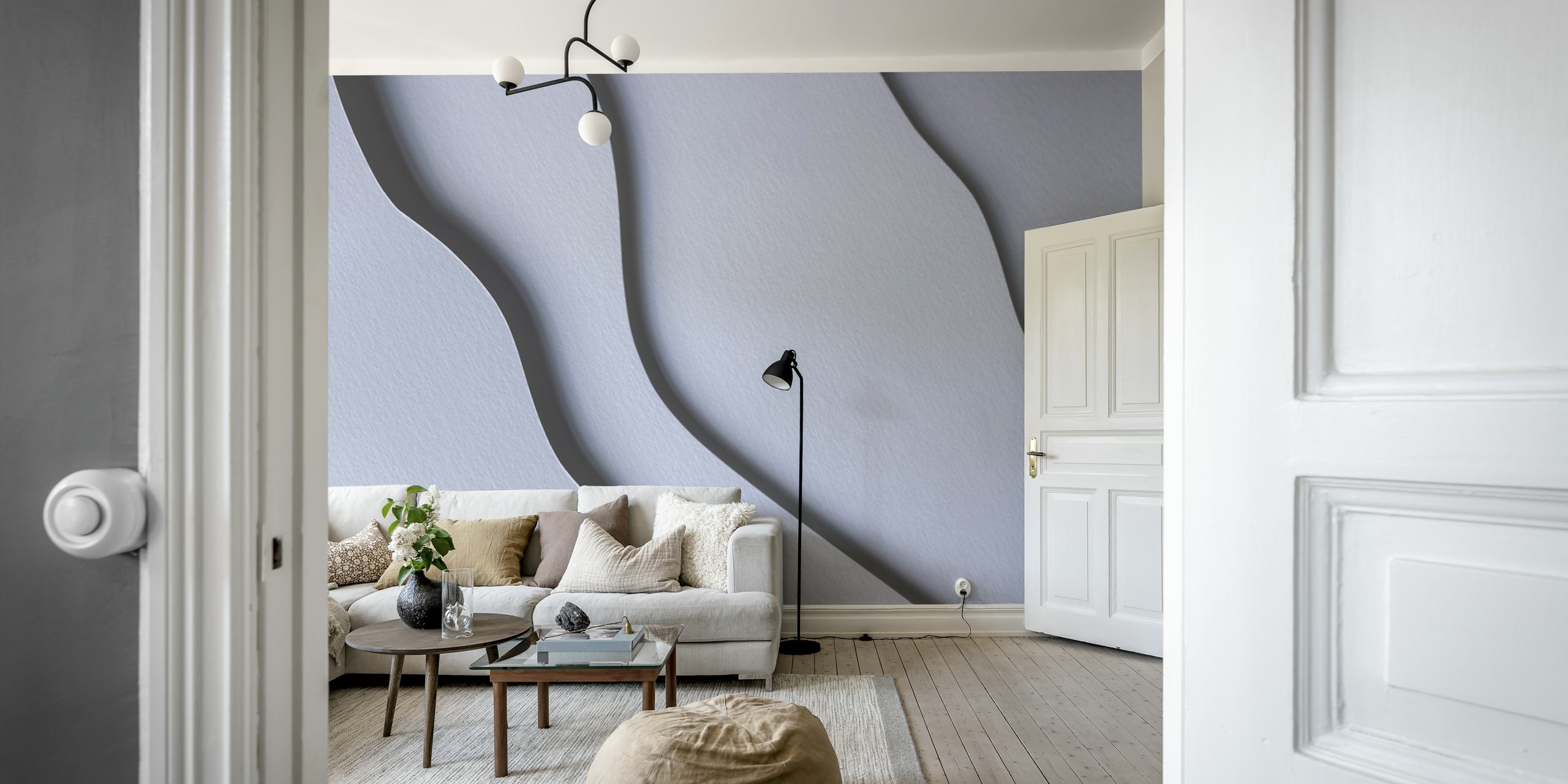 Textured white wallpaper with soft, wave-like patterns