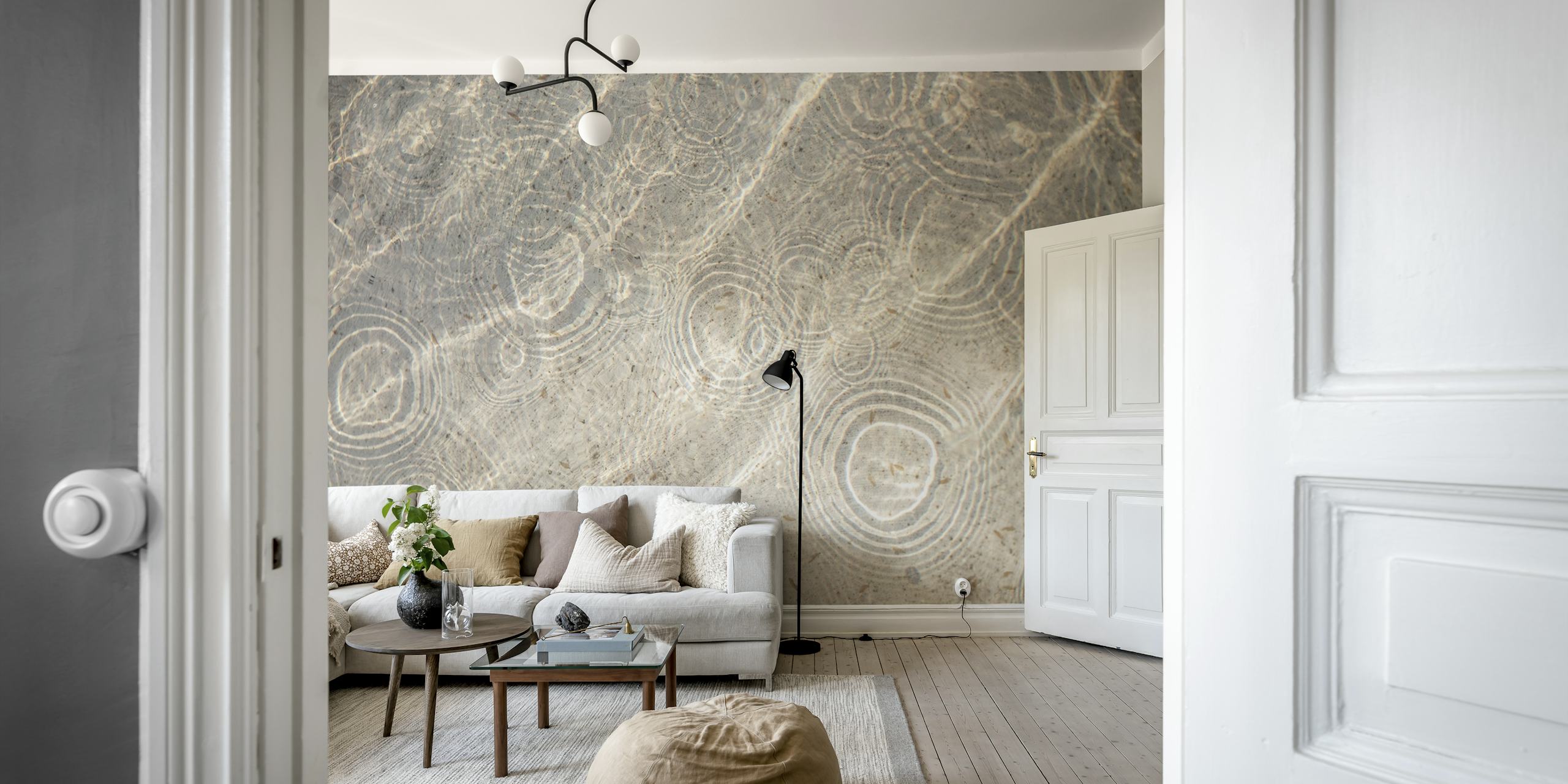 Subtle water ripples wall mural with light reflections