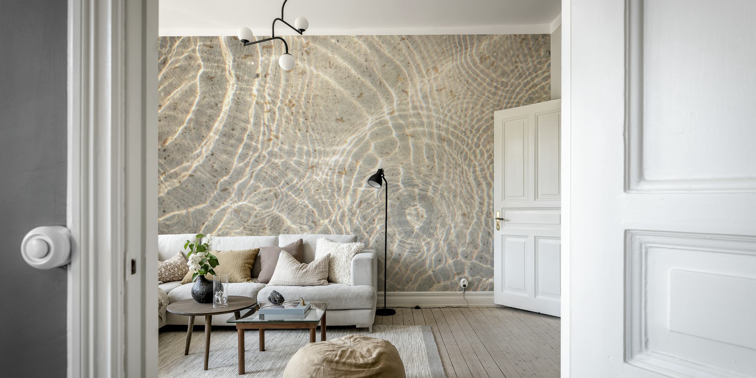 Textures de vague d'eau claire sur fond beige wallpaper