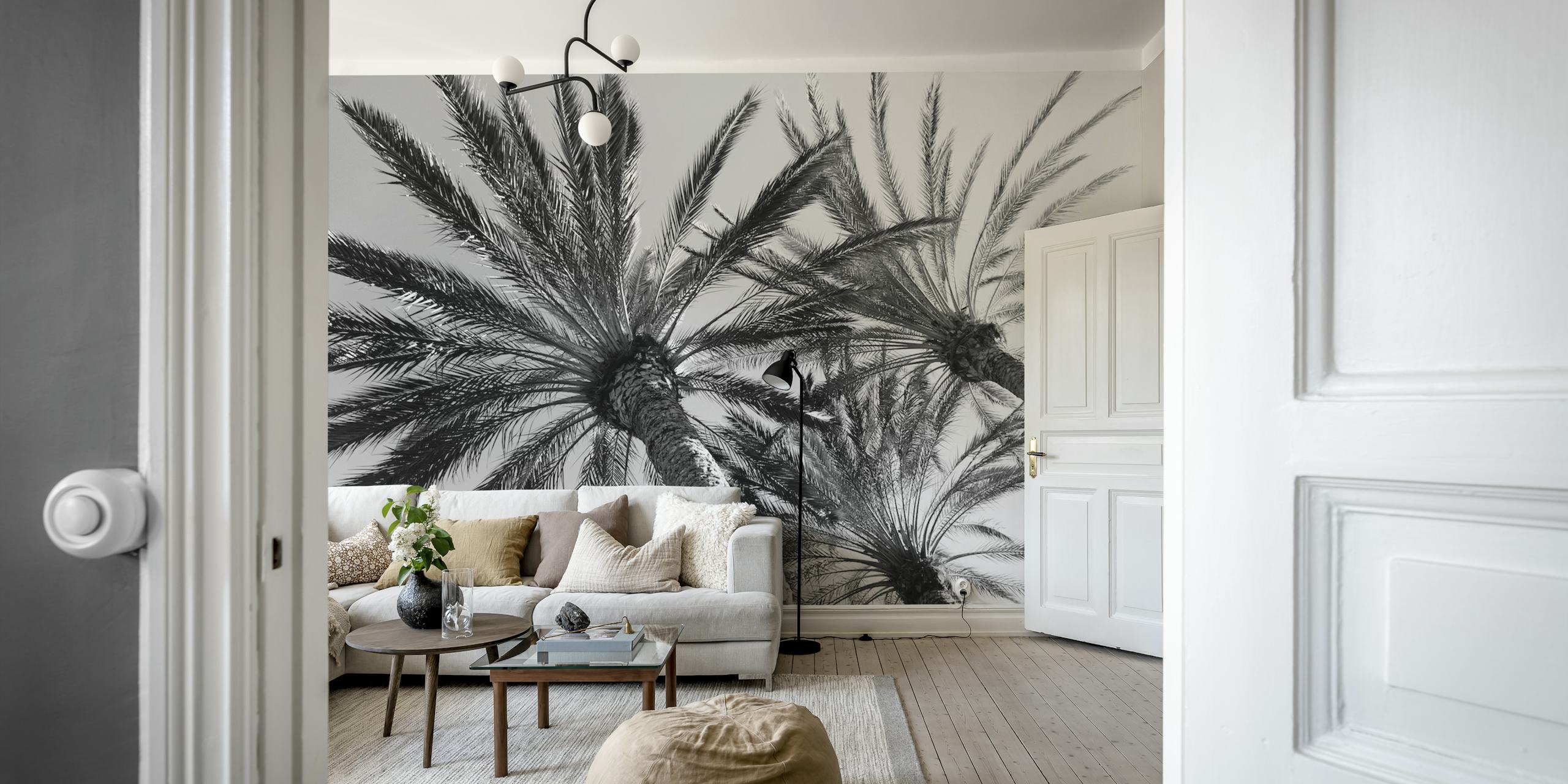 Palm Trees Bliss 2 wallpaper in a room
