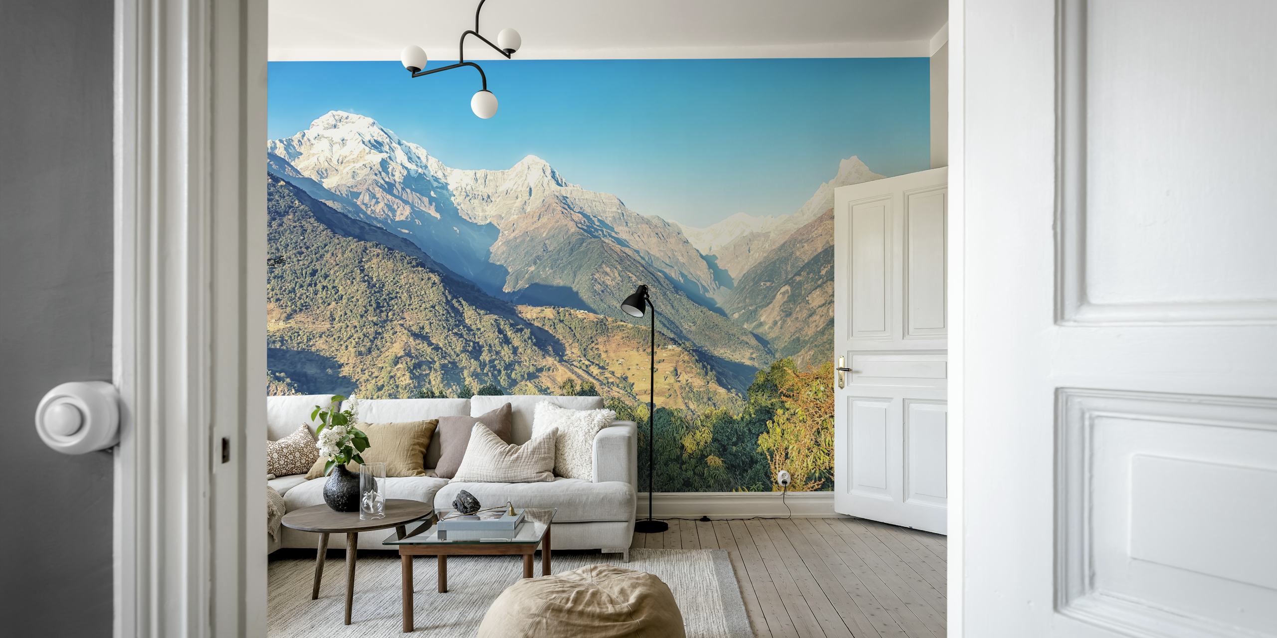 Himalayan landscape wallpaper in a room