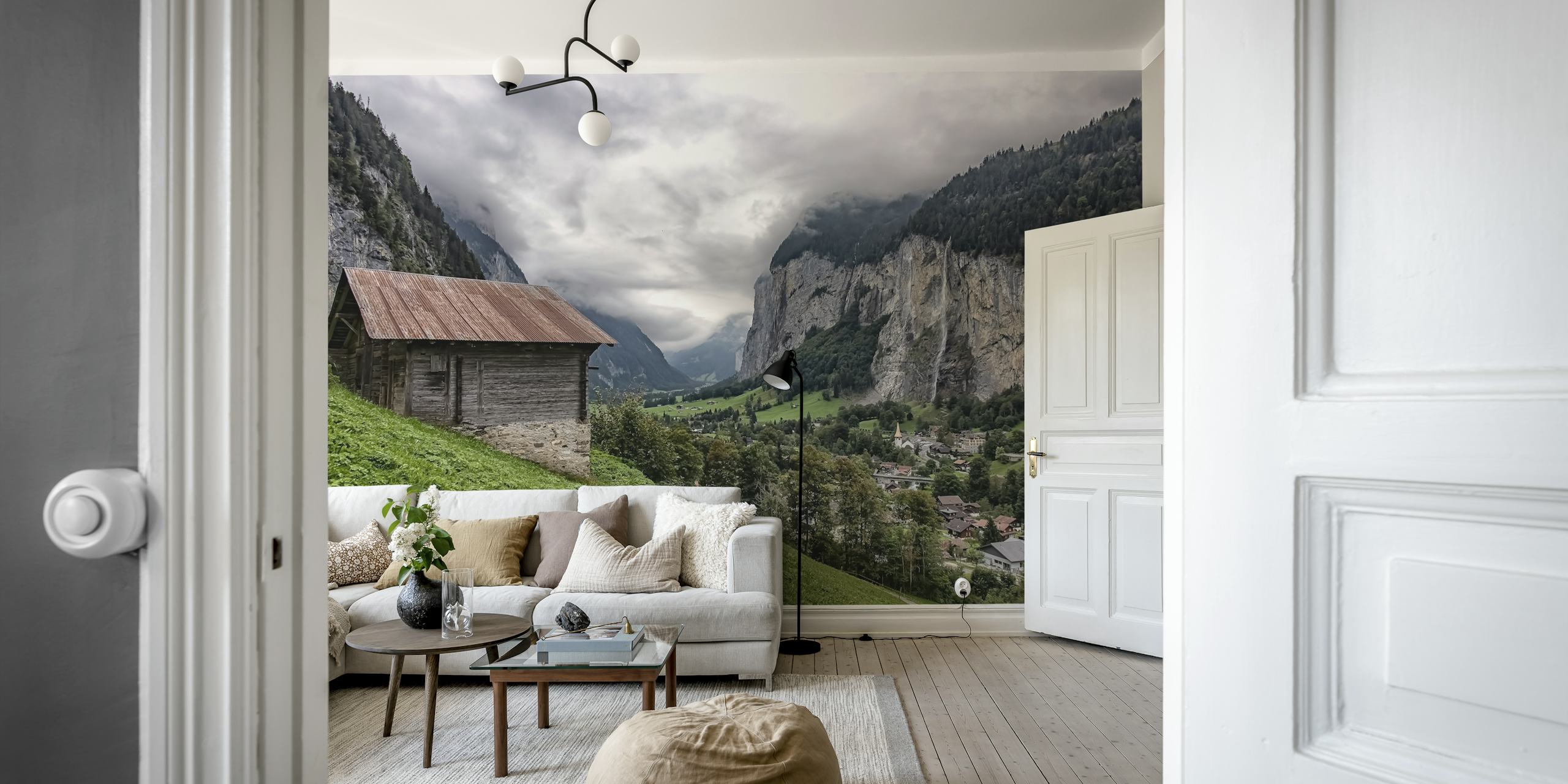 Lauterbrunnen Valley wallpaper in a room