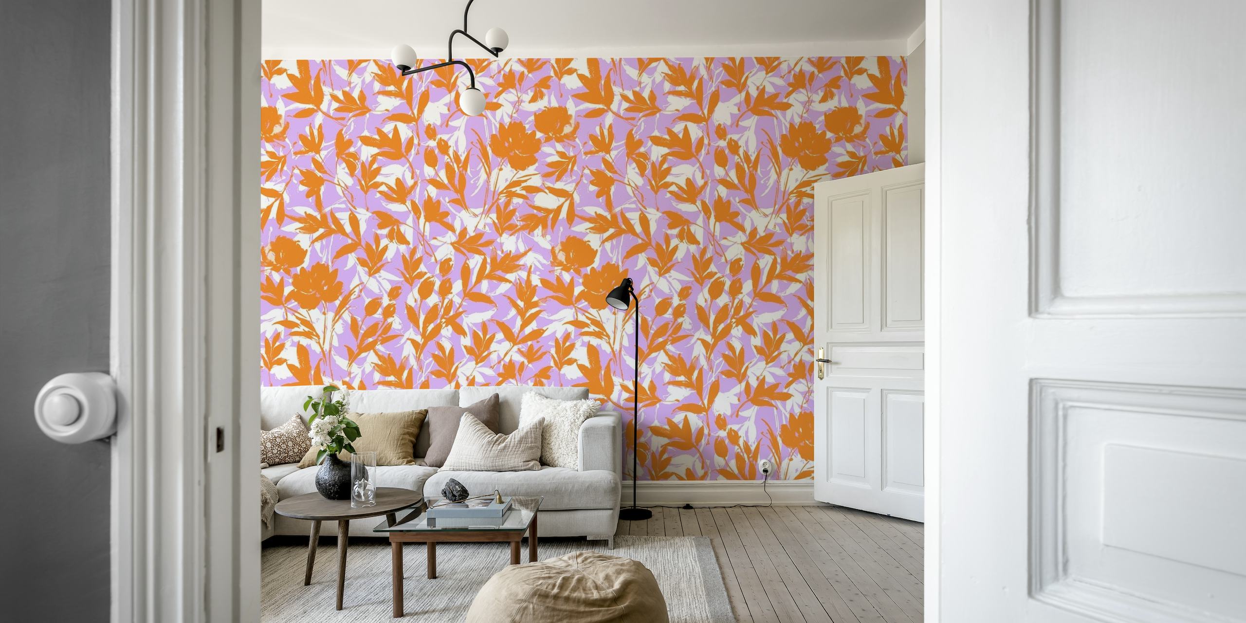 Orange garden on lavender MSG wallpaper