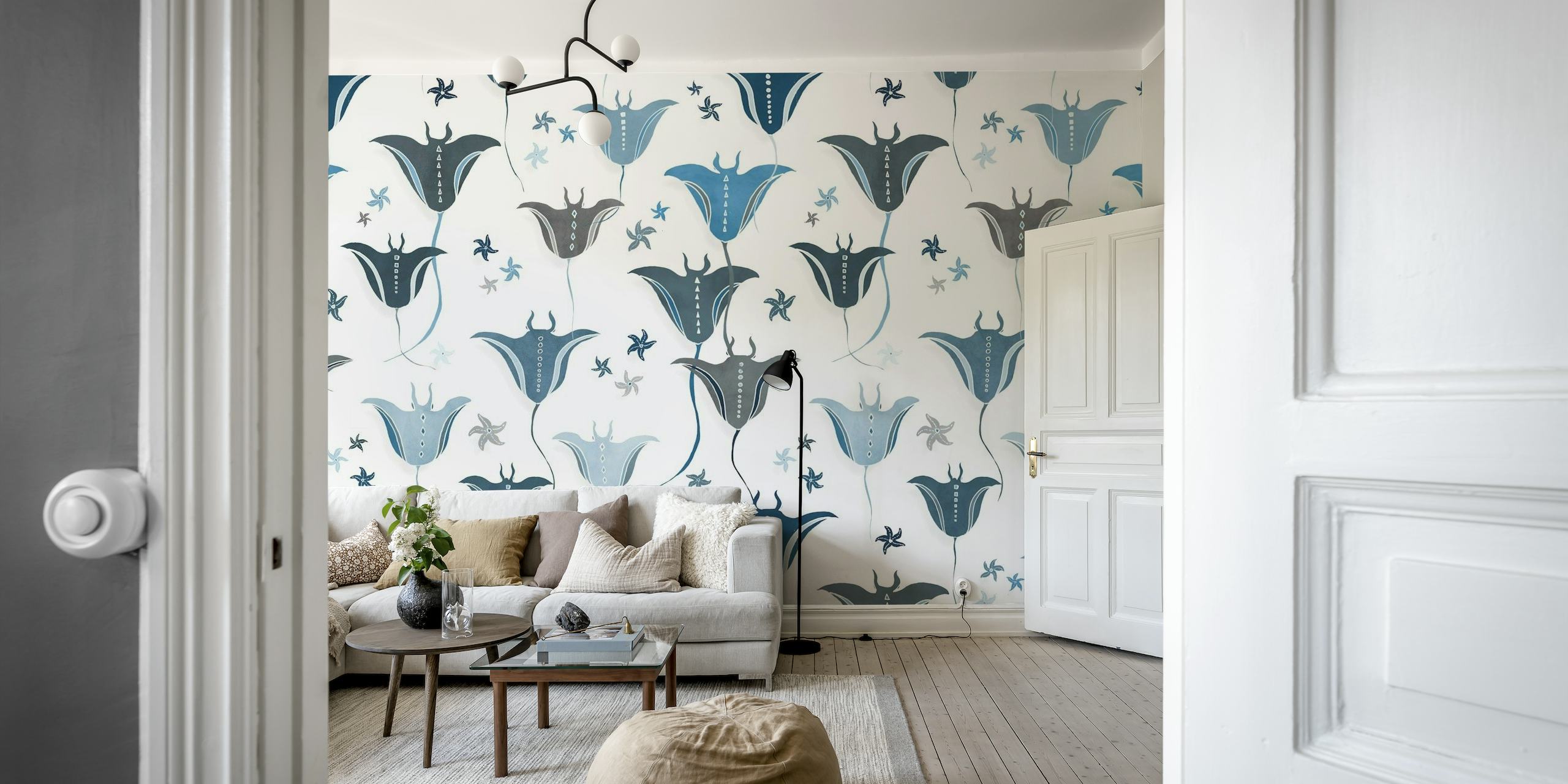 Blue manta rays in the ocean wallpaper