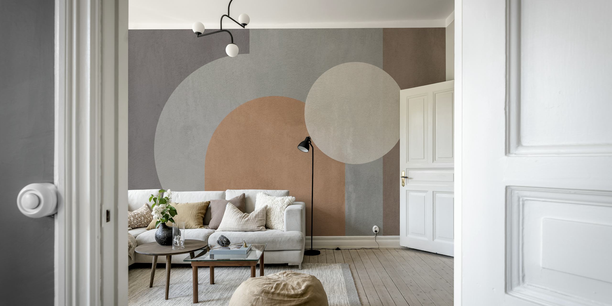 Papier peint Soft Cement Geometric dans un décor de pièce