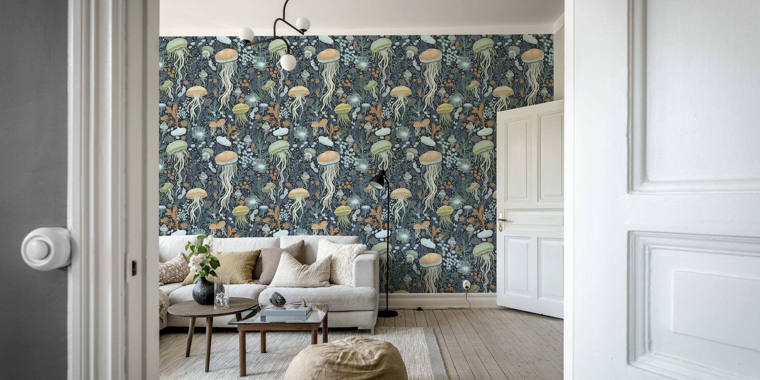 Papel de parede Ocean life jellyfish em um quarto