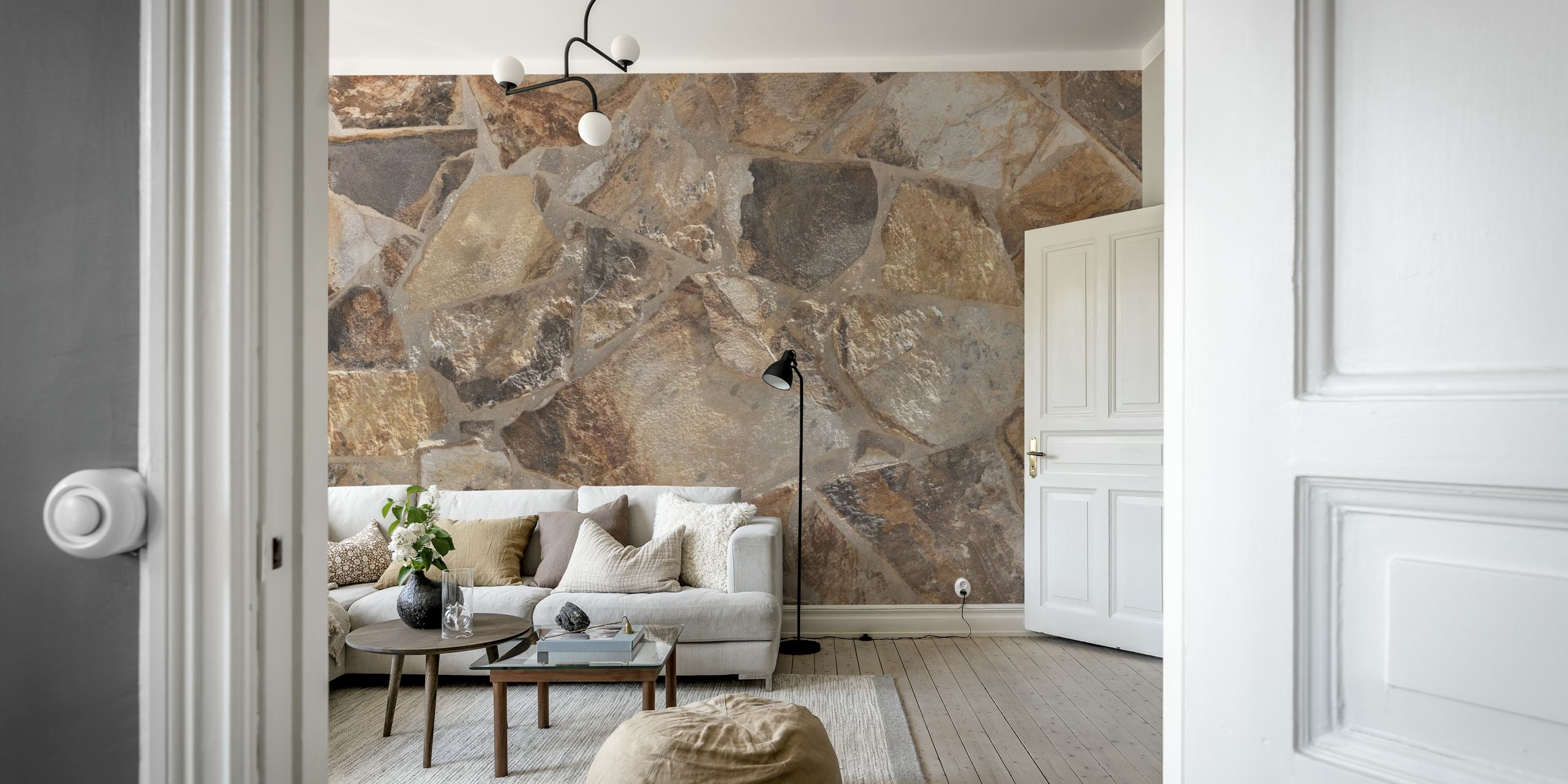 Naturlig textured wallpaper i en rumsinställning