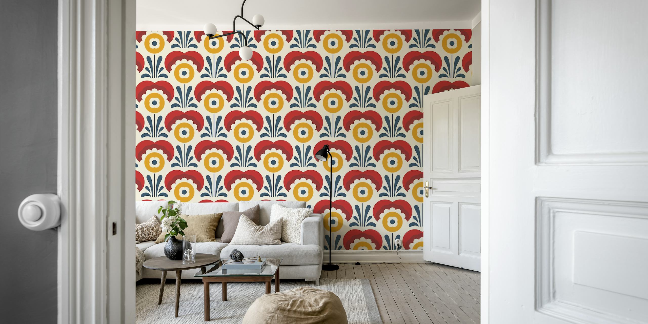 2111 Scandi flowers red huoneessa