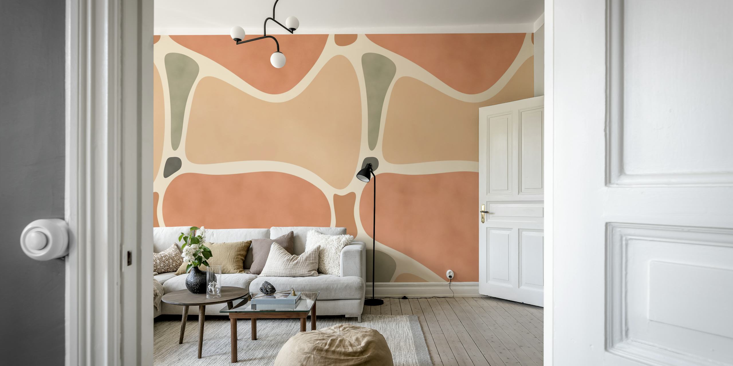 Abstract shapes in terracotta and neutral tones wallpaper
