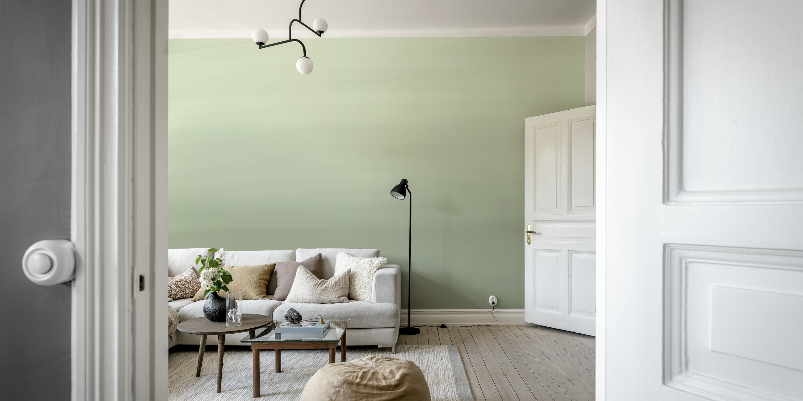 Pastel groene verloopstreep wandbehang in zachte tinten
