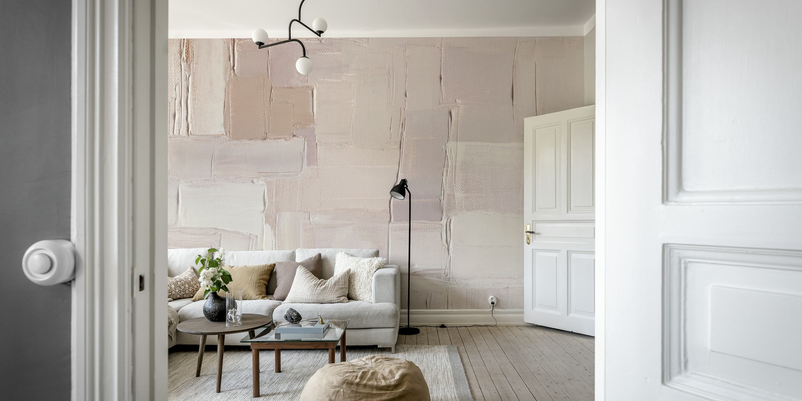 Abstract blush pink geometric wallpaper in soft tones and textures