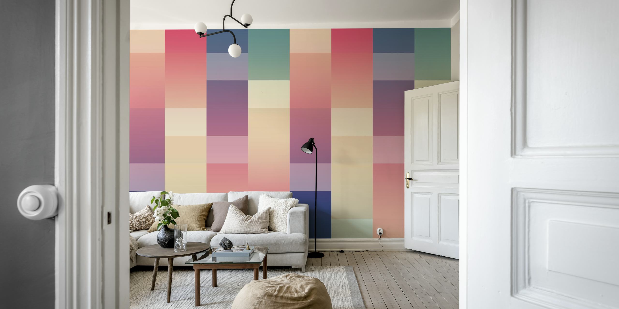 Abstract Geometric Sunset wallpaper in a room