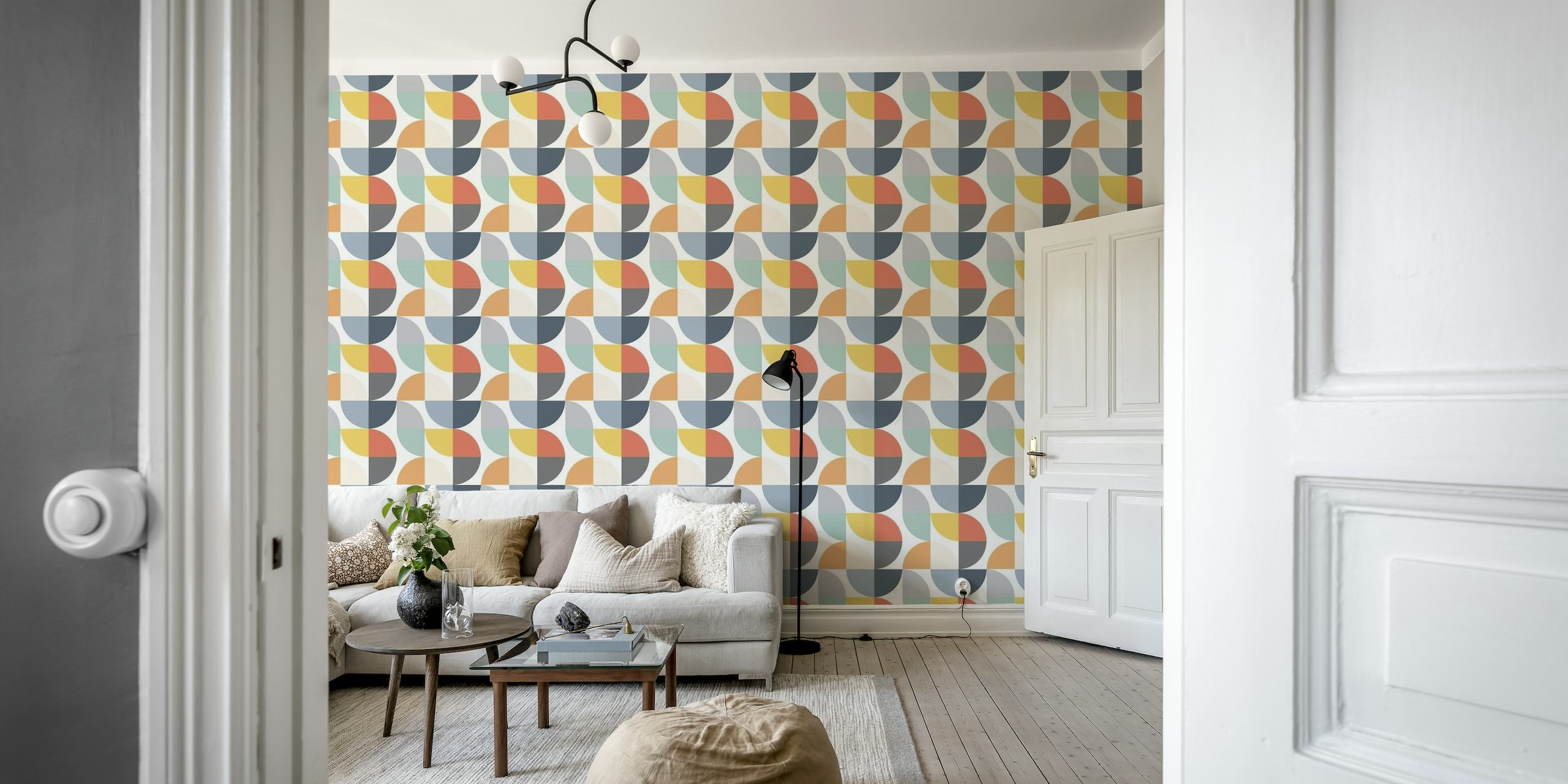 Retro Geometric Happy Colours papel de parede