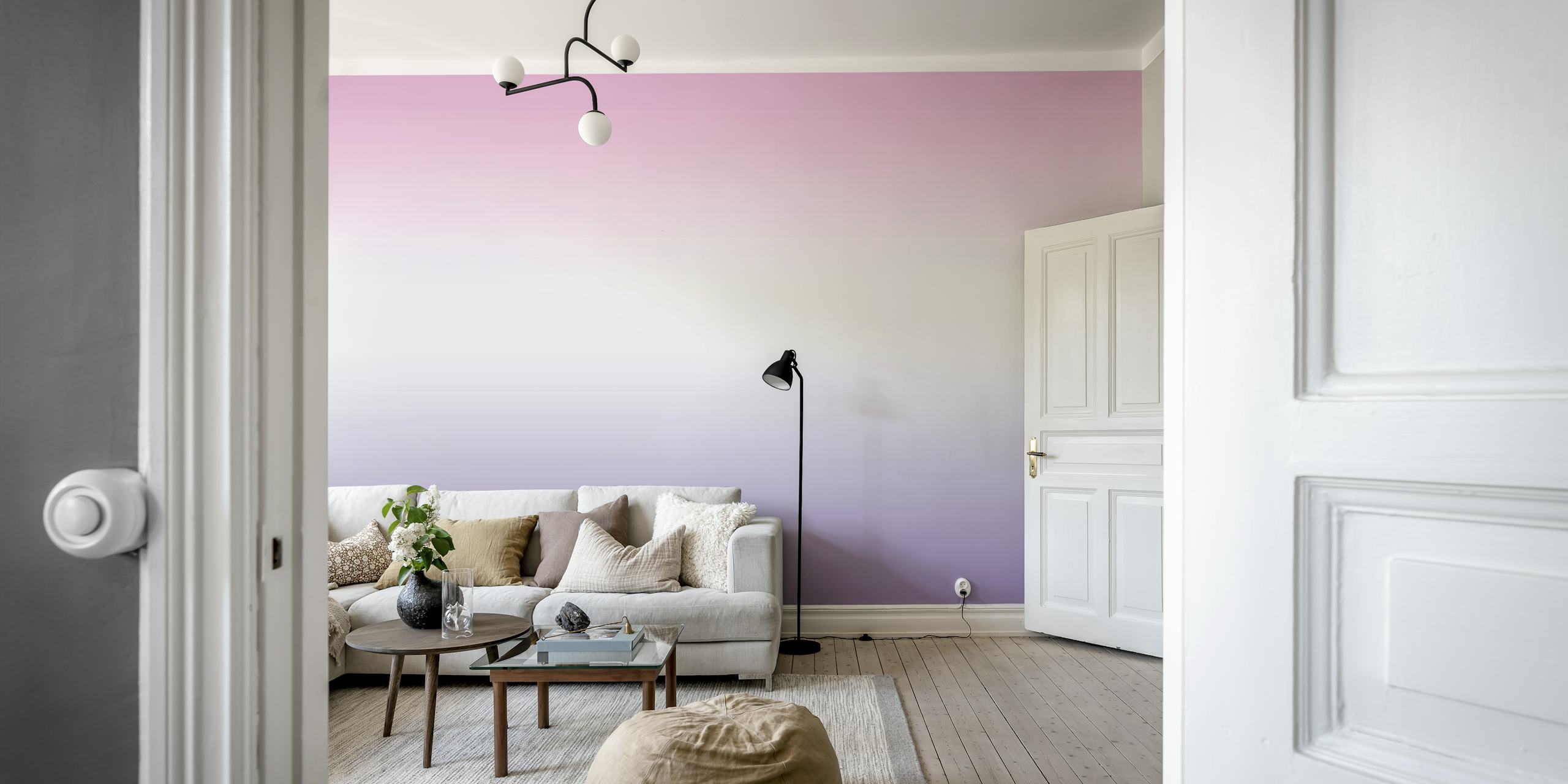 Pink and Purple Pastel Ombre Tapete in einem Raum