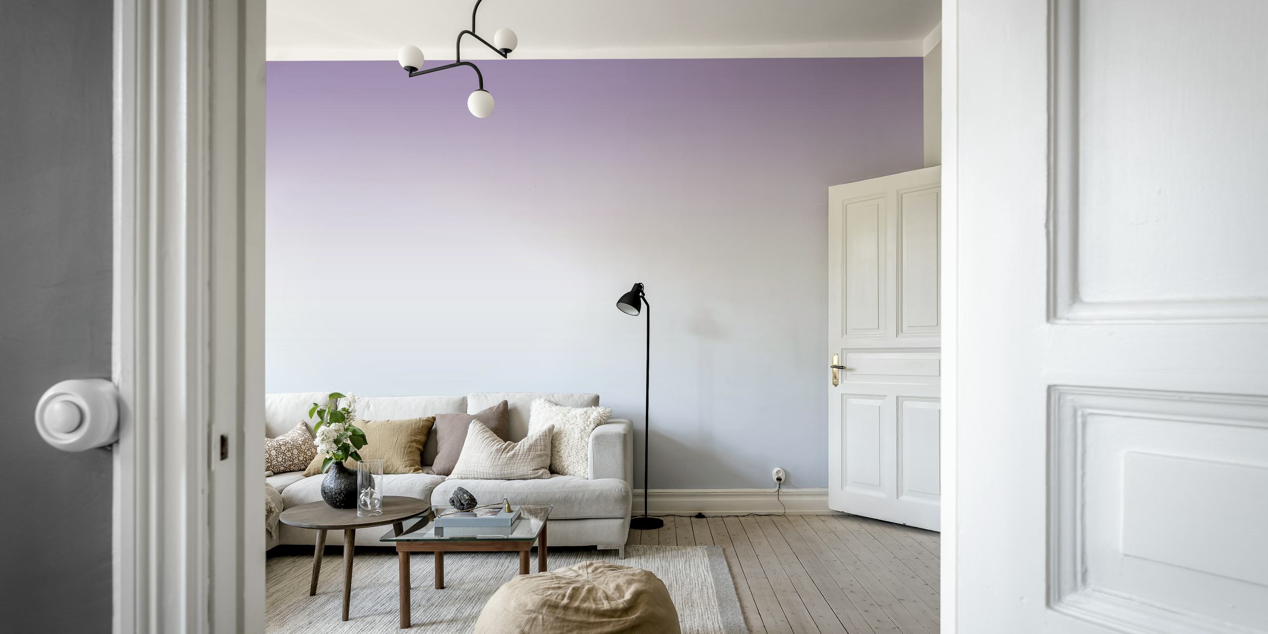 Blue purple gradient wallpaper in a room