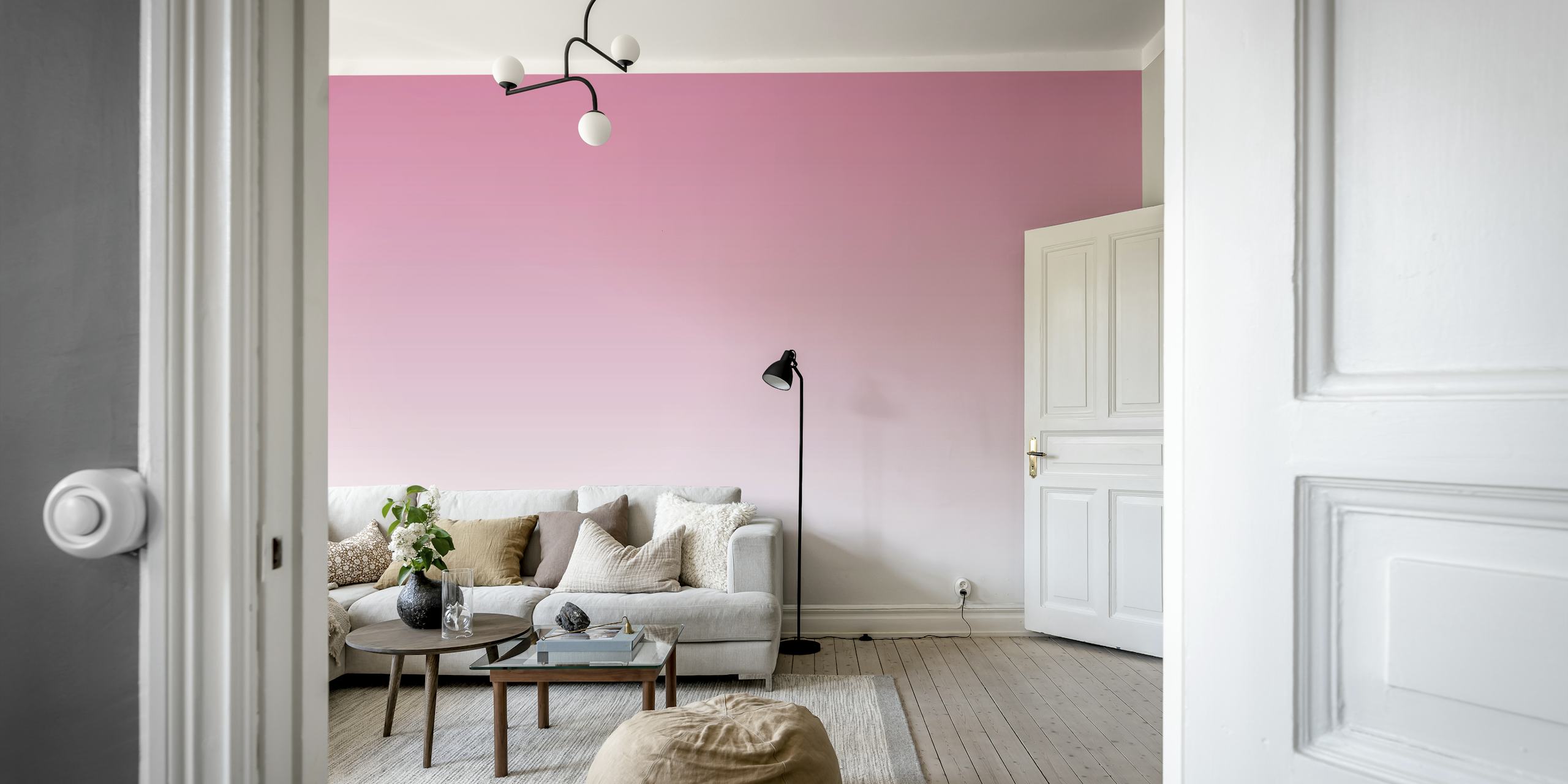 Elegant Pink Ombre Wall Mural transitioning from light to dark shades