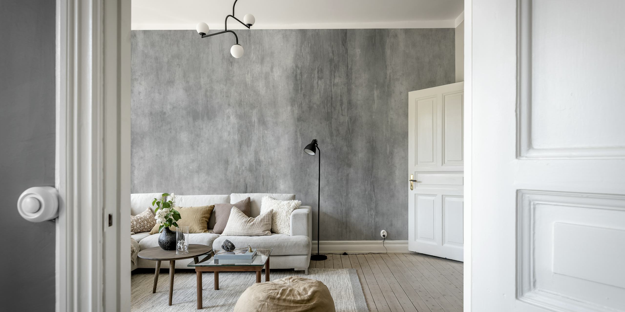 Ταπετσαρία Concrete Wall Grey σε ένα δωμάτιο