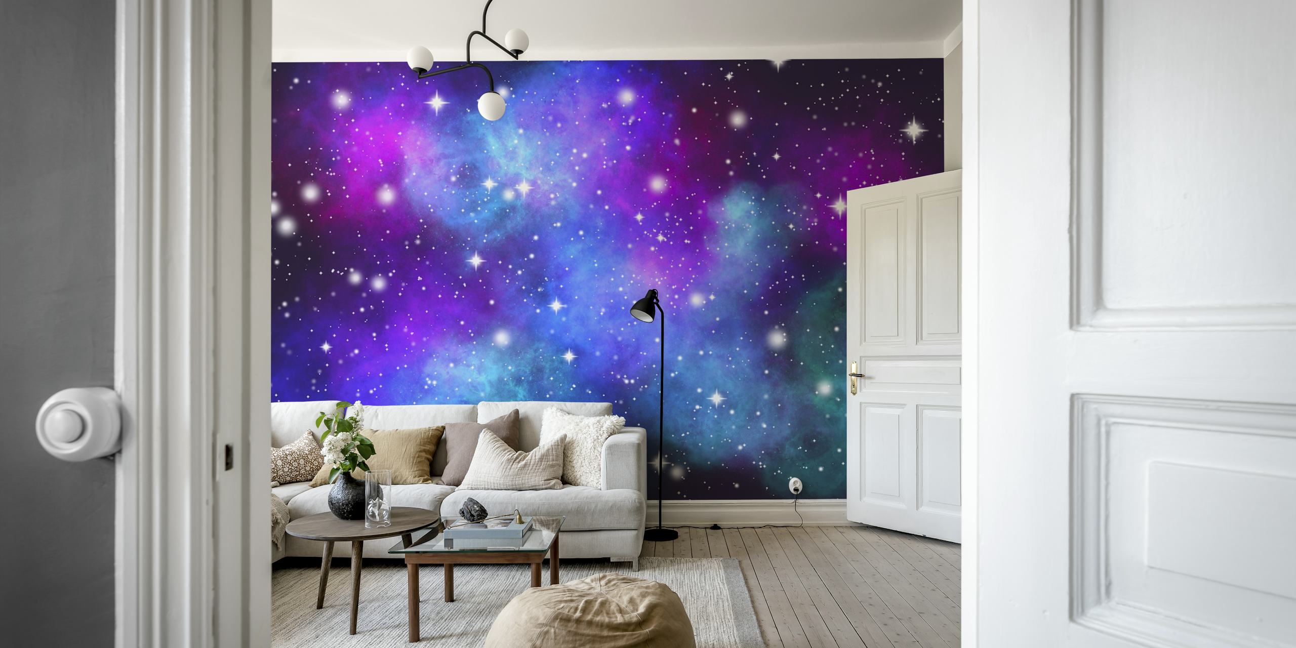 Galaxy 7 wall mural depicting vibrant cosmic nebula with twinkling stars
