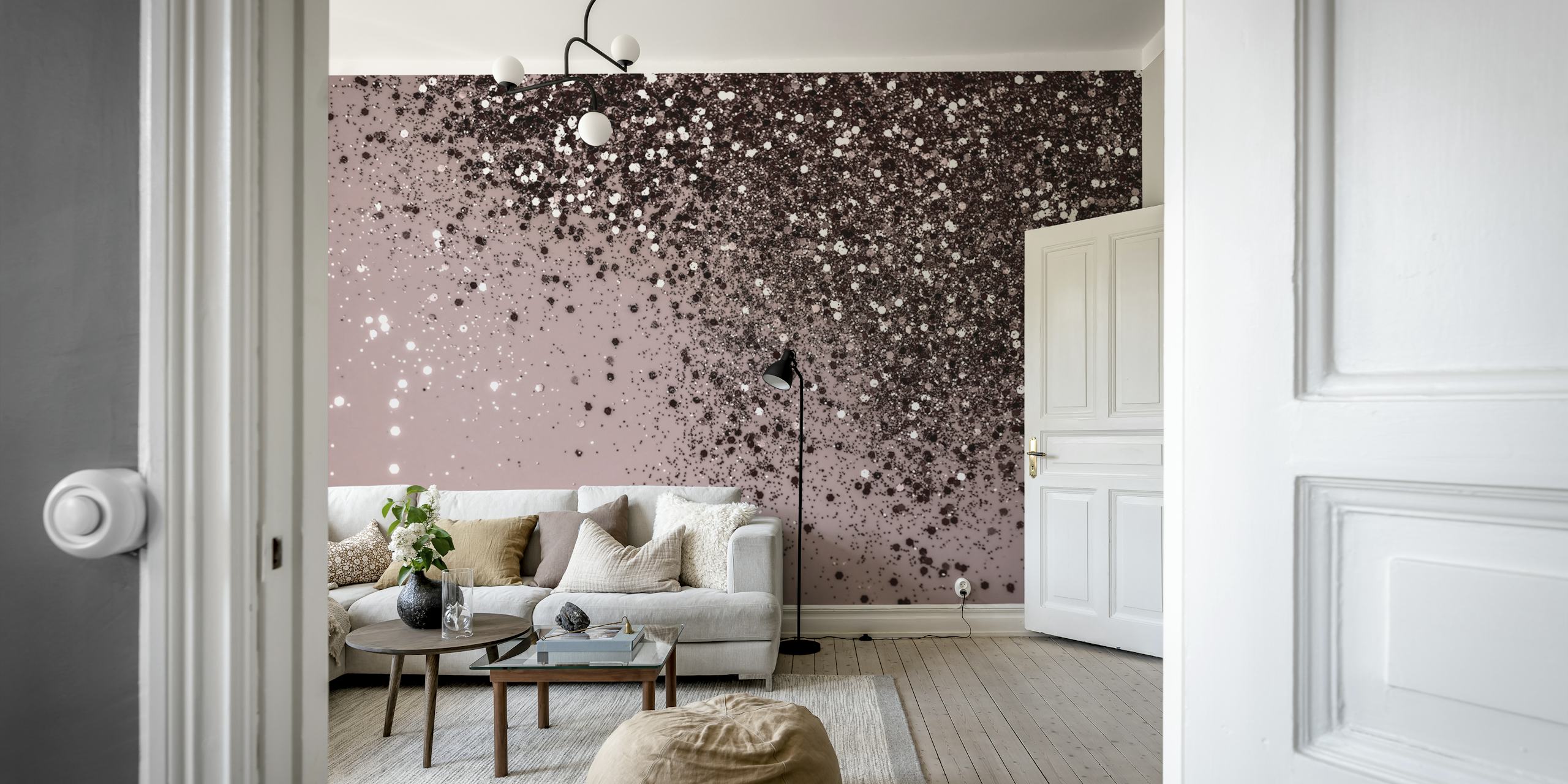Sparkling Mauve Lady Glitter tapet i ett rum