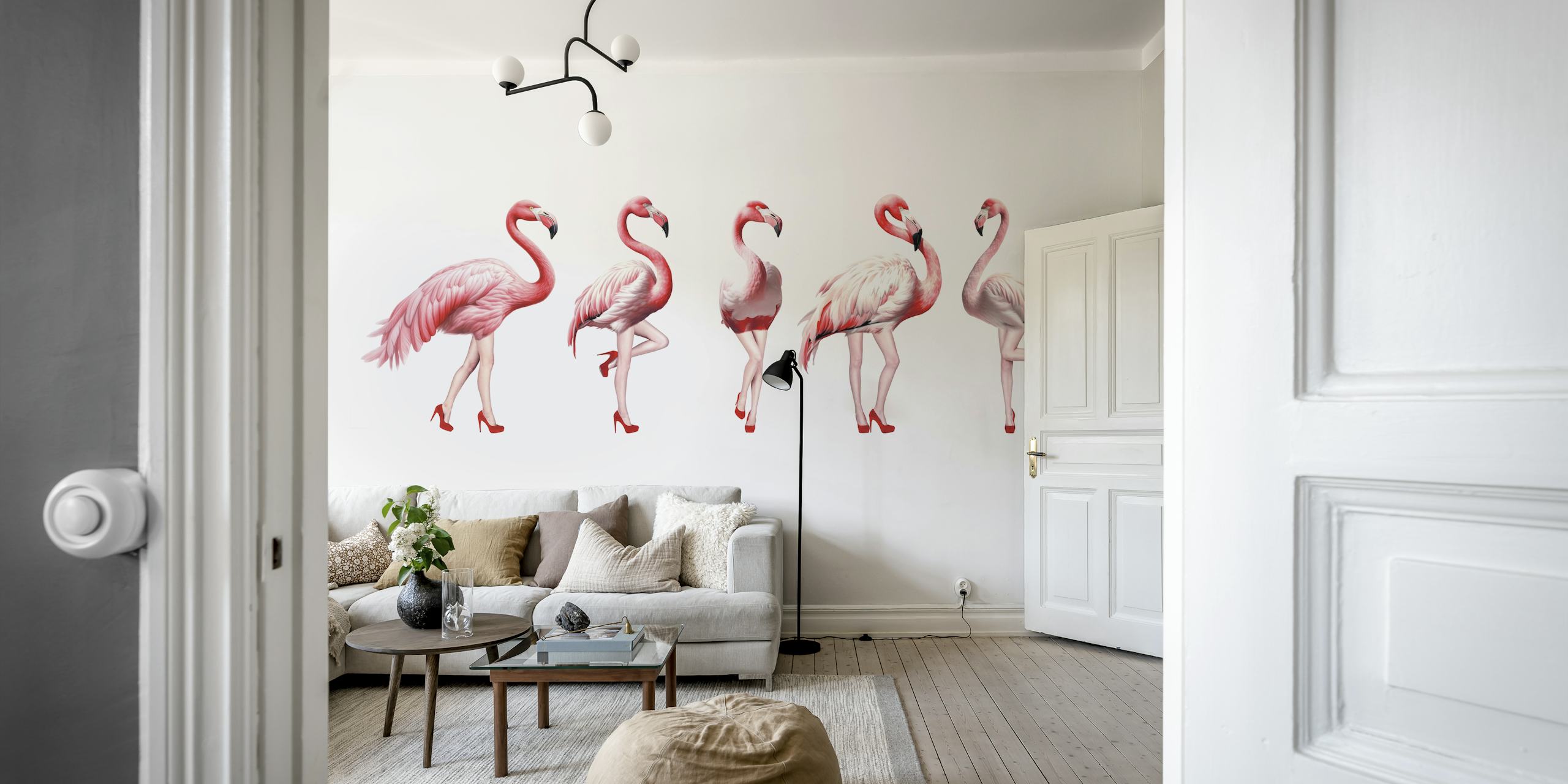 Cheeky flamingos tapet i et rom