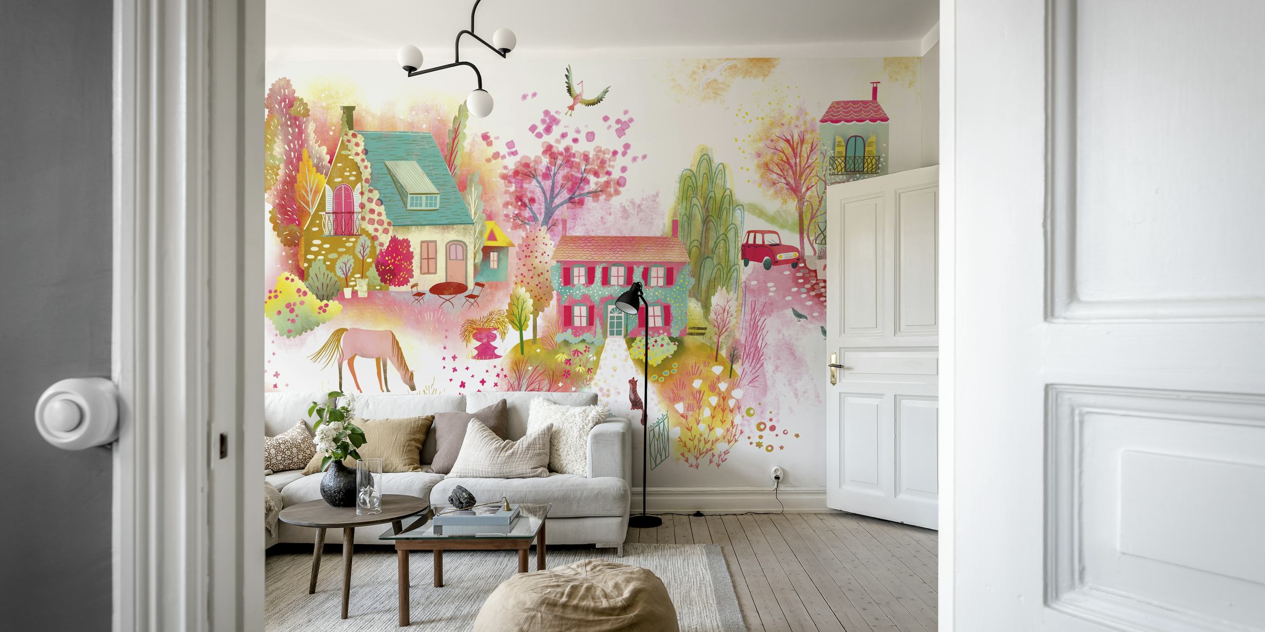 Wallpaper featuring three French cottages