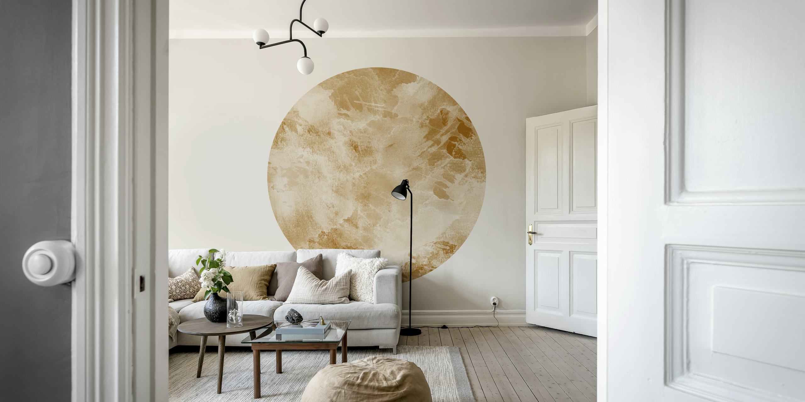 Beige abstract circle on a light background wallpaper
