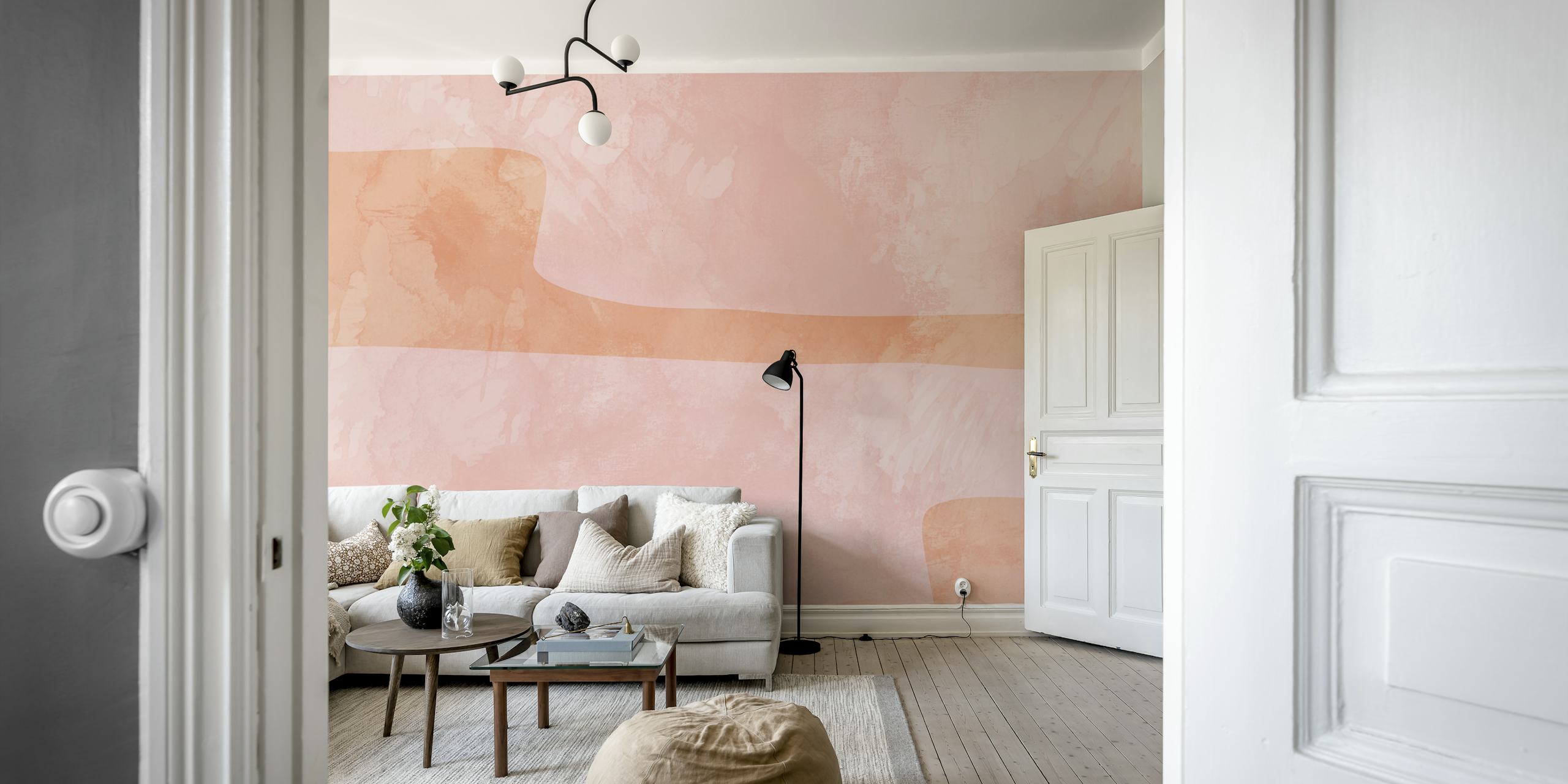 Mid Century Bauhaus Watercolour Pink tapet